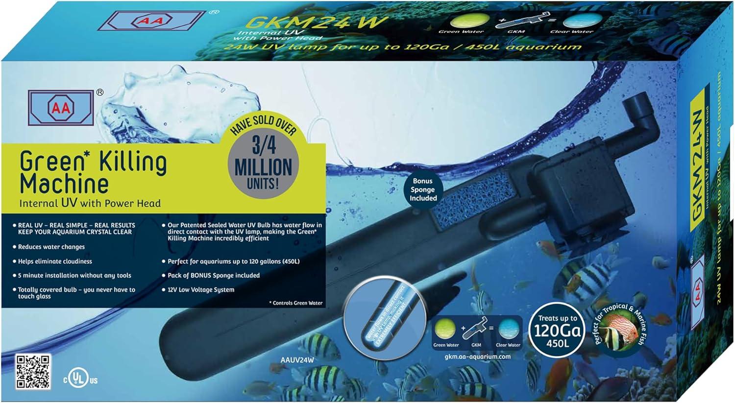 AA GKM24W Internal UV for Aquariums up to 120Ga,Black