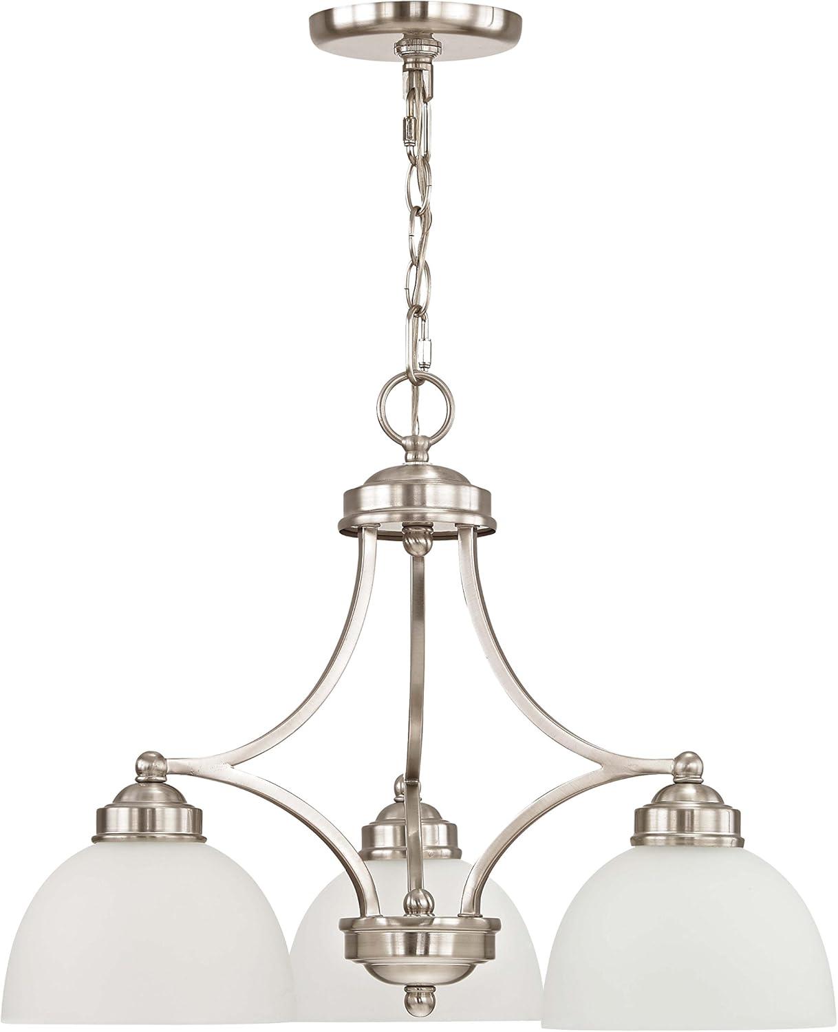 Somerset Mini 3-Light Chandelier in Brushed Nickel with Satin Glass