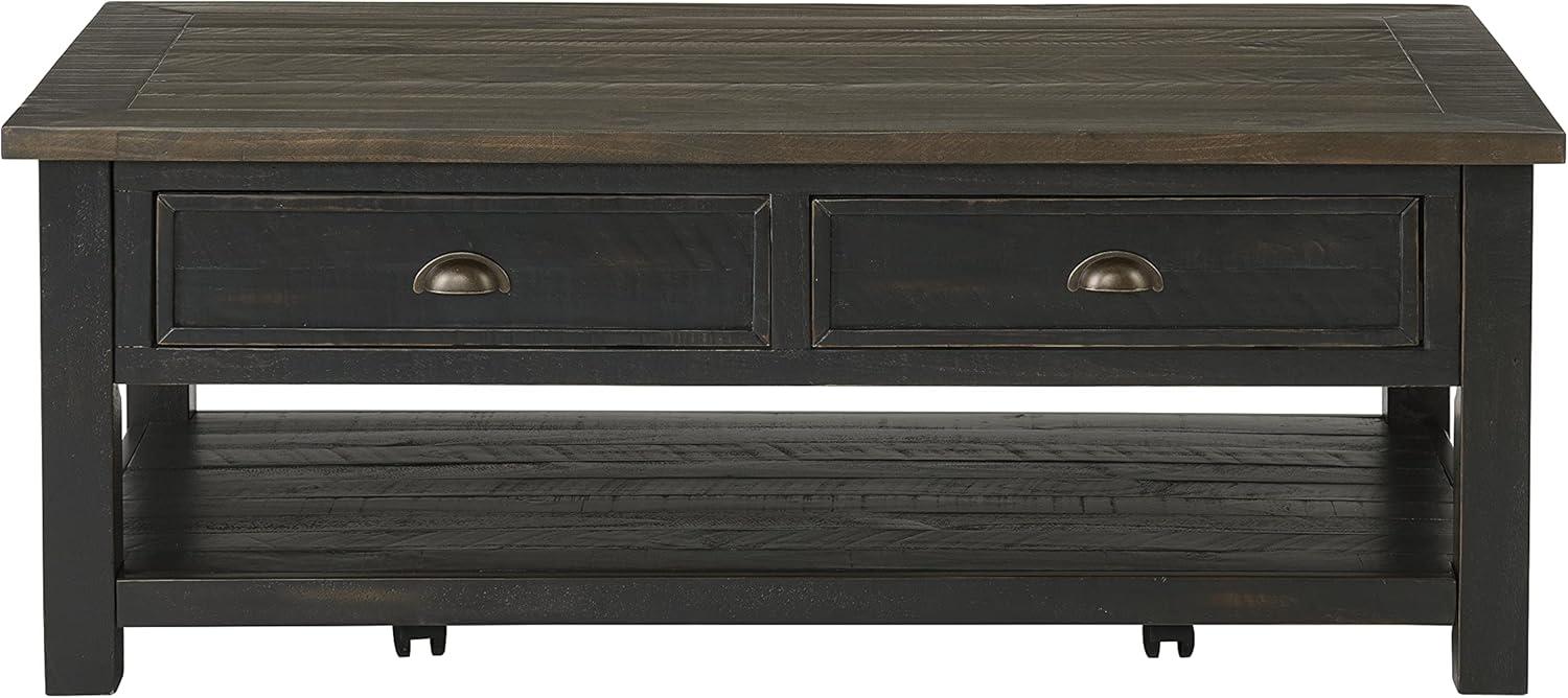 Coastal Style Rectangular Wooden Coffee Table with 2 Drawers, Brown- Saltoro Sherpi