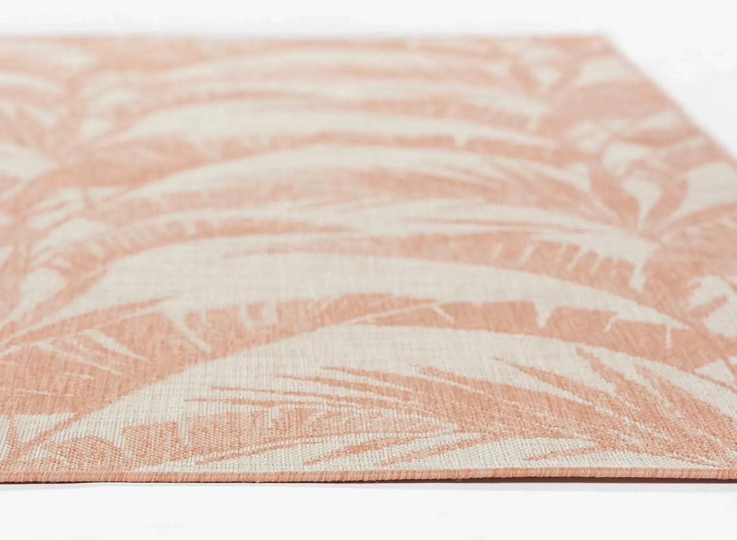 Momeni 6'6"x9' Riviera Grayson Area Rug Coral: Geometric Pattern, Indoor/Outdoor, Low Pile, Polypropylene, Machine Made