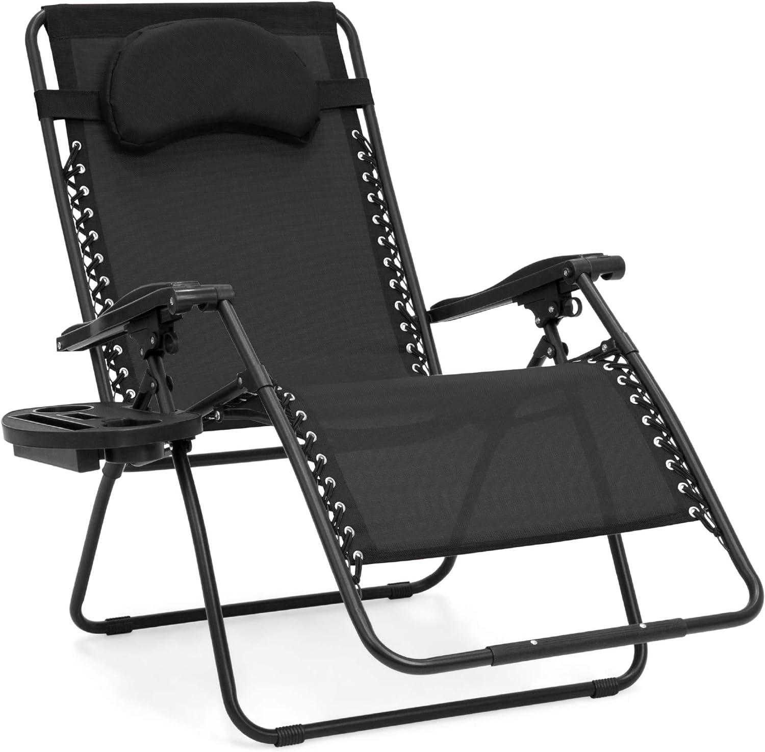 Best Choice Products Oversized Zero Gravity Chair, Folding Outdoor Patio Lounge Recliner w/ Cup Holder - Black