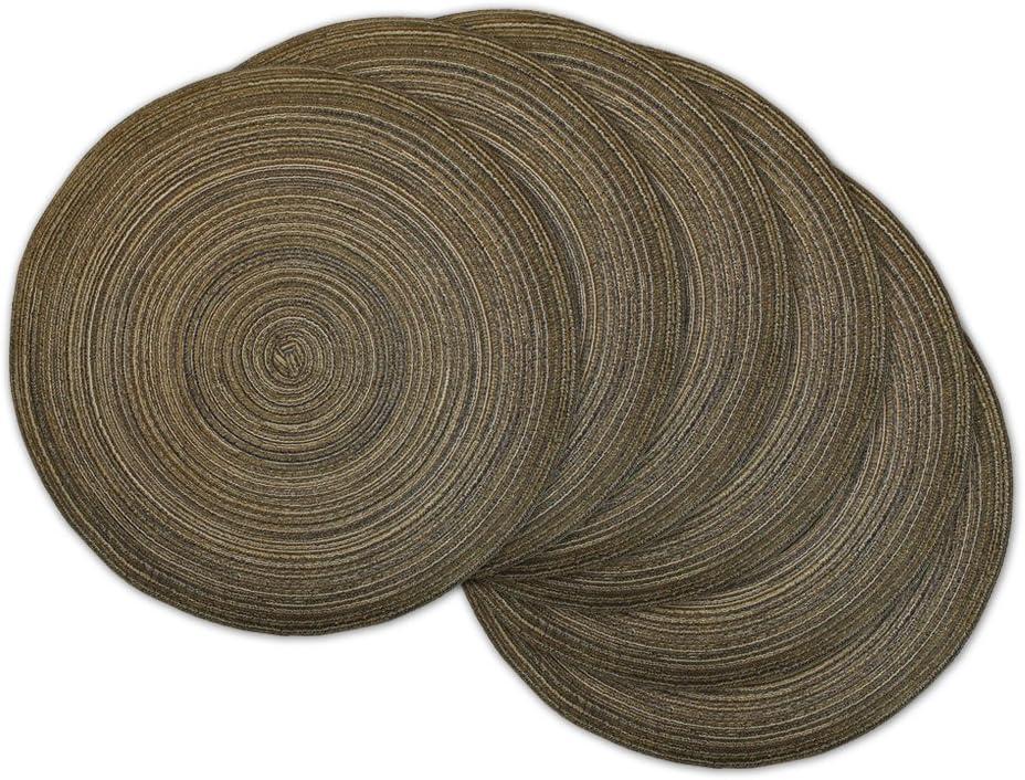 Set of 6 Variegated Lurex Round Woven Placemat Brown - Design Imports