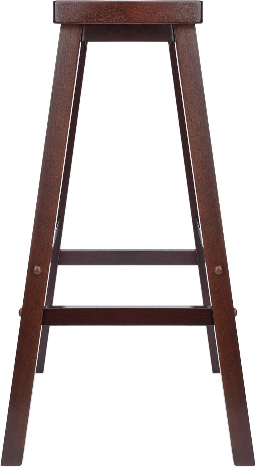 Walnut 29" Backless Saddle Wood Bar Stool