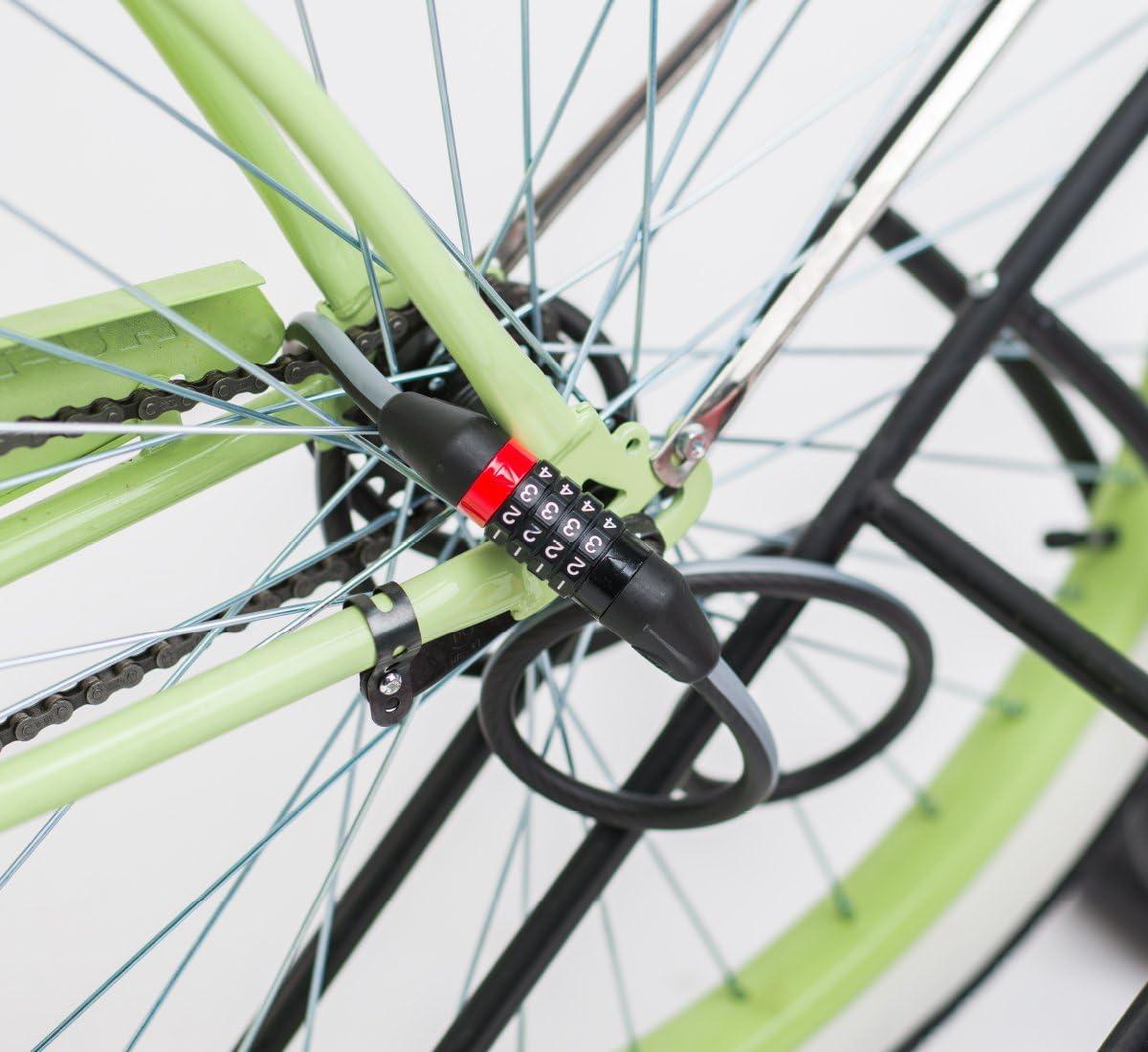 Black Heavy-Duty Steel Combo Cable Lock for Bikes