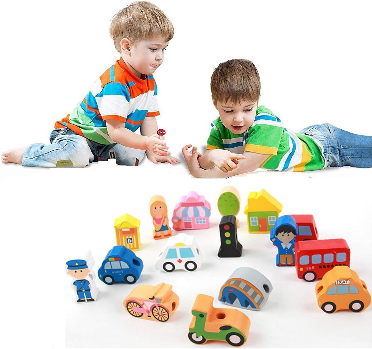 Wooden Educational Toys Wooden Shape Color Sorting Preschool Stacking Blocks Toddler Puzzles Toys Early Childhood Development Toys for Fine Motor Skills Birthday Gifts for Boys and Girls ((16 Pieces))