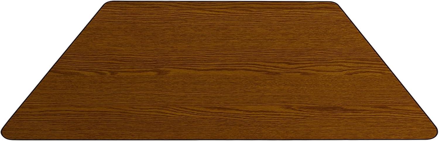 Flash Furniture 29''W x 57''L Trapezoid Oak HP Laminate Activity Table - Standard Height Adjustable Legs