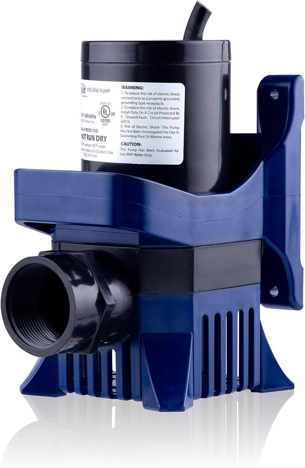 3100GPH Cyclone Pump with 33' Cord - Blue - Alpine Corporation: Submersible, Ceramic Shaft, Vortex Impeller