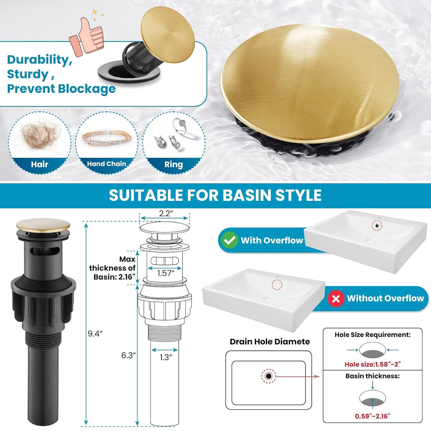 gotonovo Bathroom Faucet 3 Hole 8 Inch Widespread Bathroom Sink Faucet 2 Cross Handles Vintage Lavatory Vanity Mixer Tap with Pop Up Drain, H C Label, Antique Brass