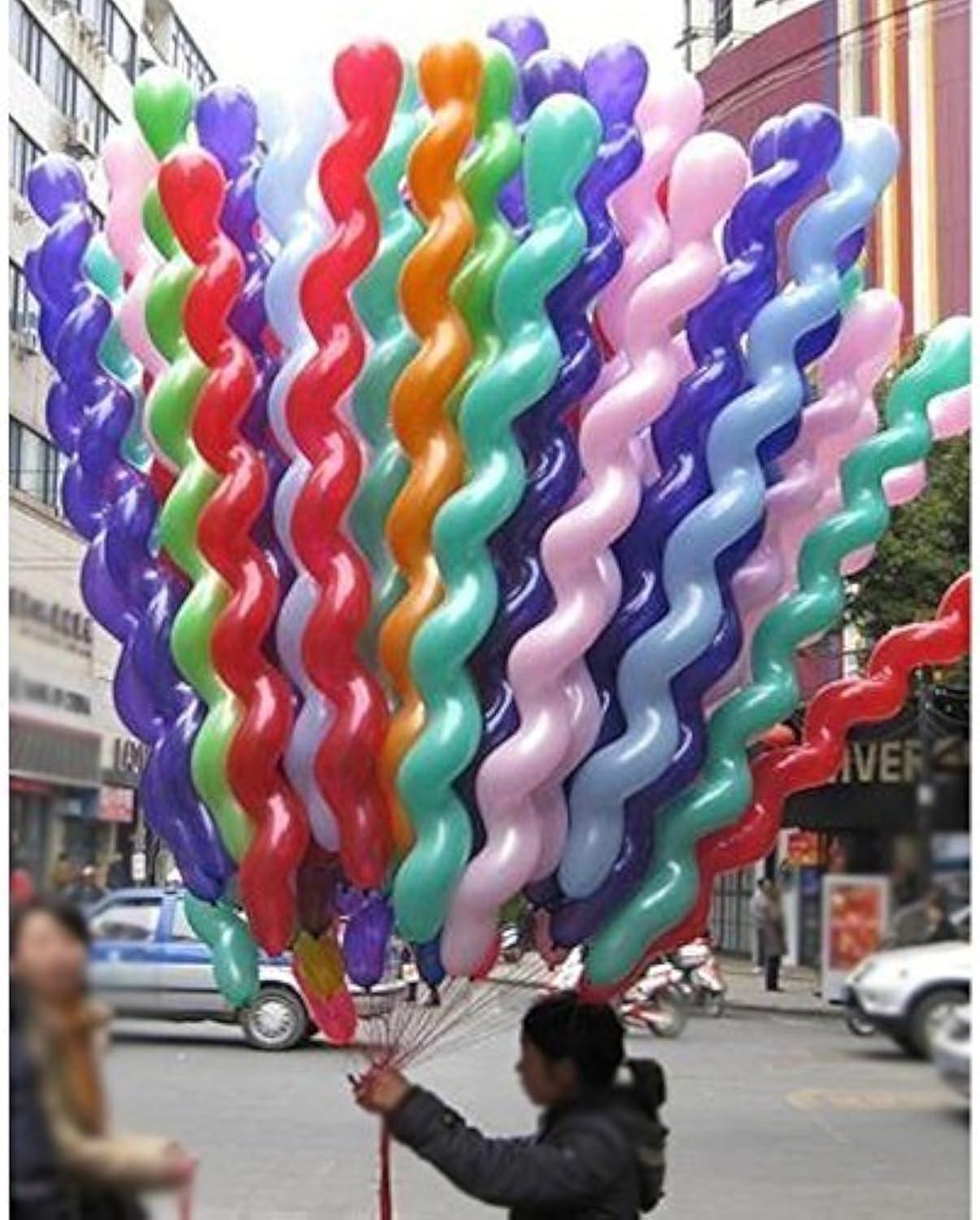 AnnoDeel 100Pcs 40inch Latex STF9 Spiral Balloons, Colorful Unique Twisted Latex Balloon for Birthday Wedding Festival Party Supply Decorations Random Color