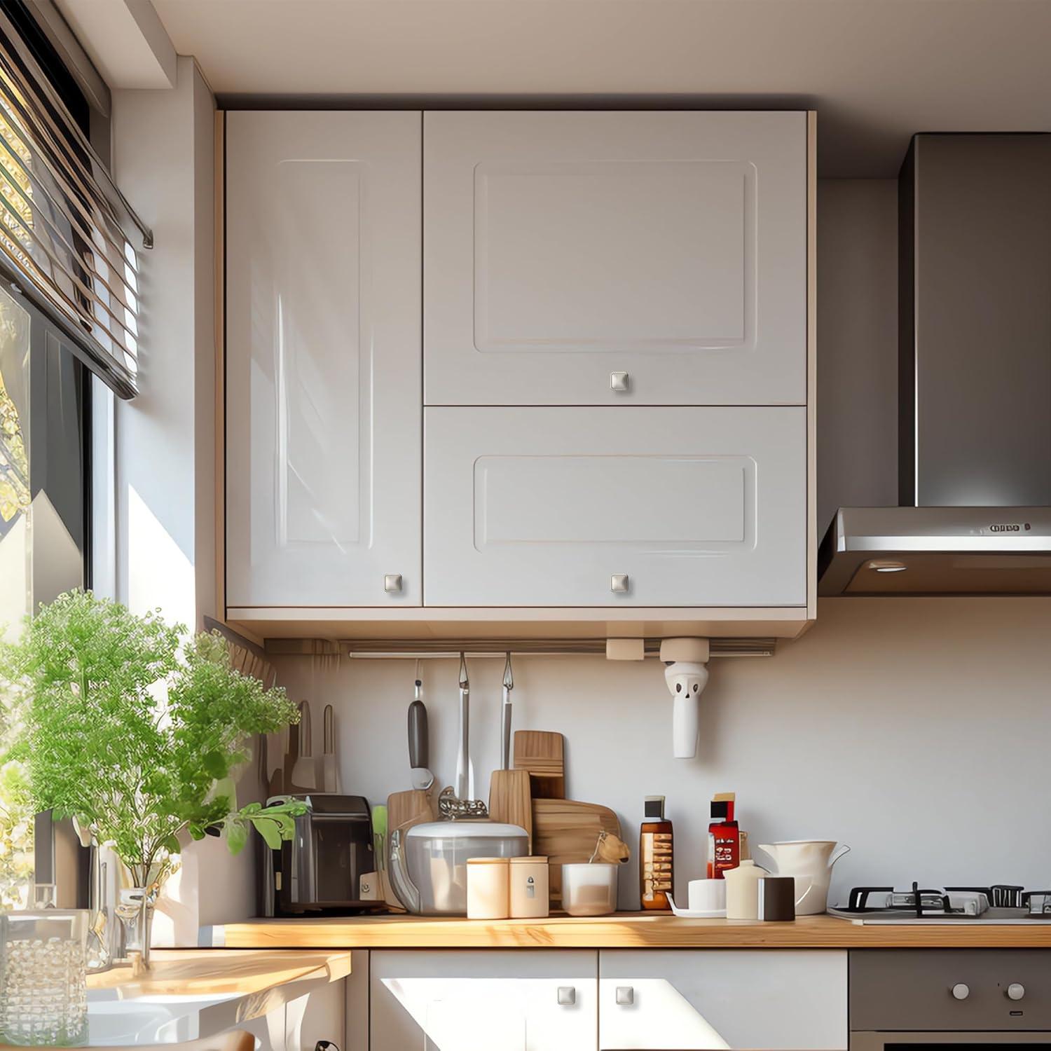 Single Hole Drawer Knobs - 10 Pack Black Cabinet Knobs - Square Dresser Knobs Dresser Handles Closet Door Knobs - Kitchen Cabinet Knobs - Cabinet Hardware