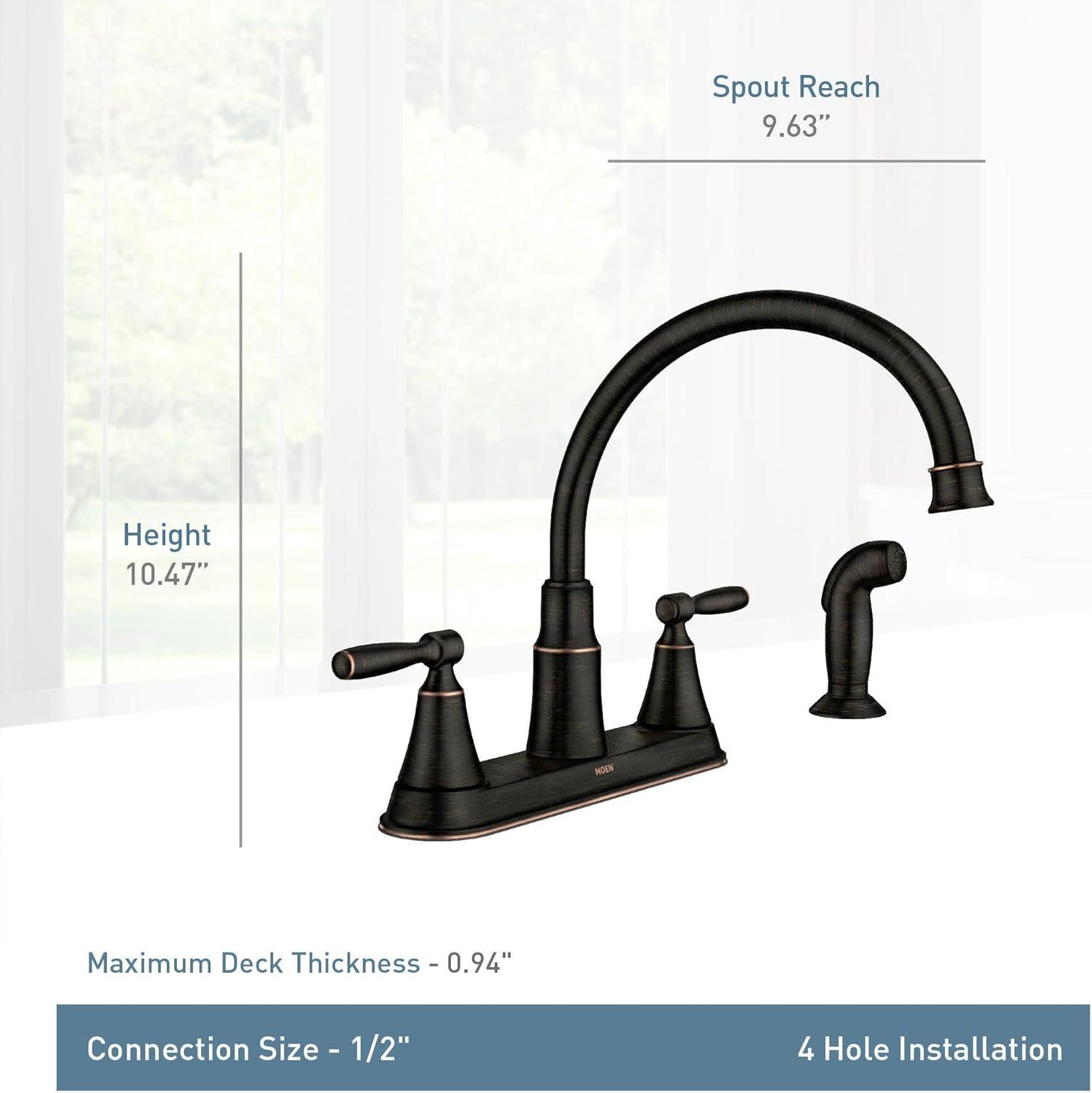 Mediterranean Bronze 2-Handle High-Arc Kitchen Faucet with Side Sprayer