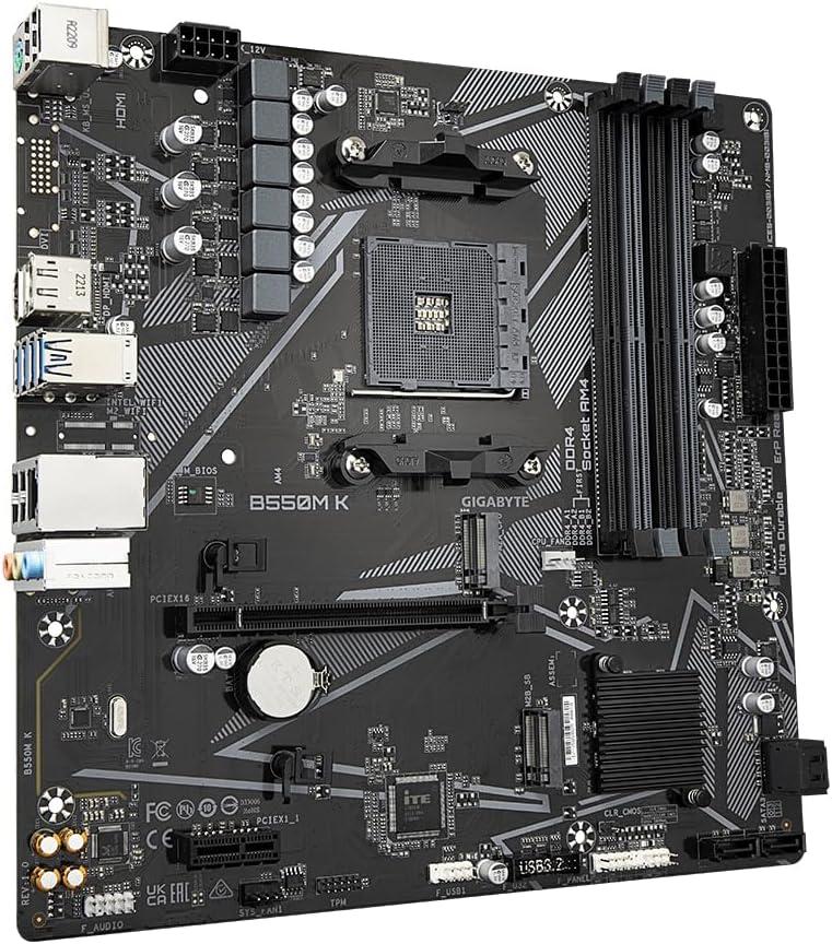 GIGABYTE B550M K AM4 AMD B550 Micro-ATX Motherboard with Dual M.2, SATA 6Gb/s, USB 3.2 Gen 1, Realtek GbE LAN, PCIe 4.0