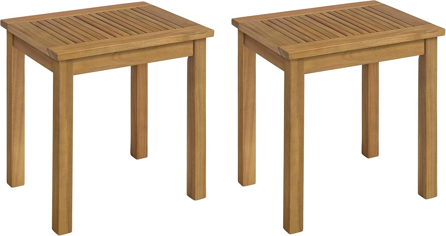 Okemo Natural Acacia Wood Outdoor End Table Set