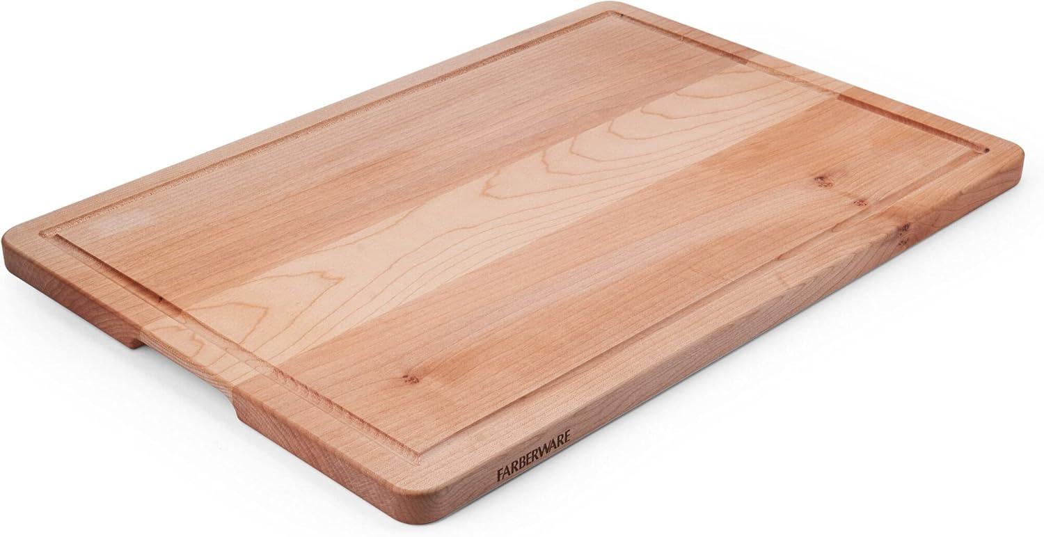 Farberware Maple Wood Cutting Board With Juice Groove and Handles, 14x20-Inch, Natural