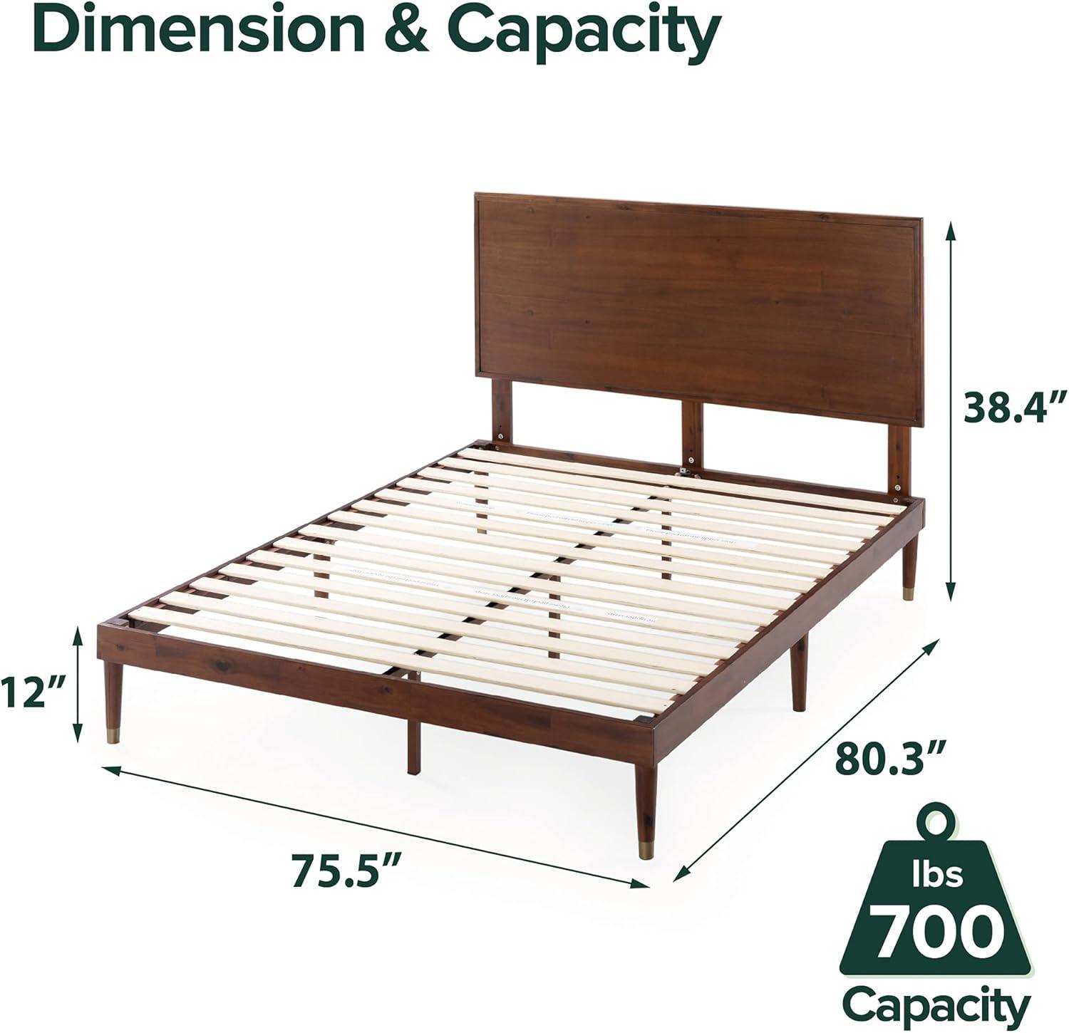 Zinus Raymond 38" Wood Platform Bed Frame with Adjustable Wood Headboard, King