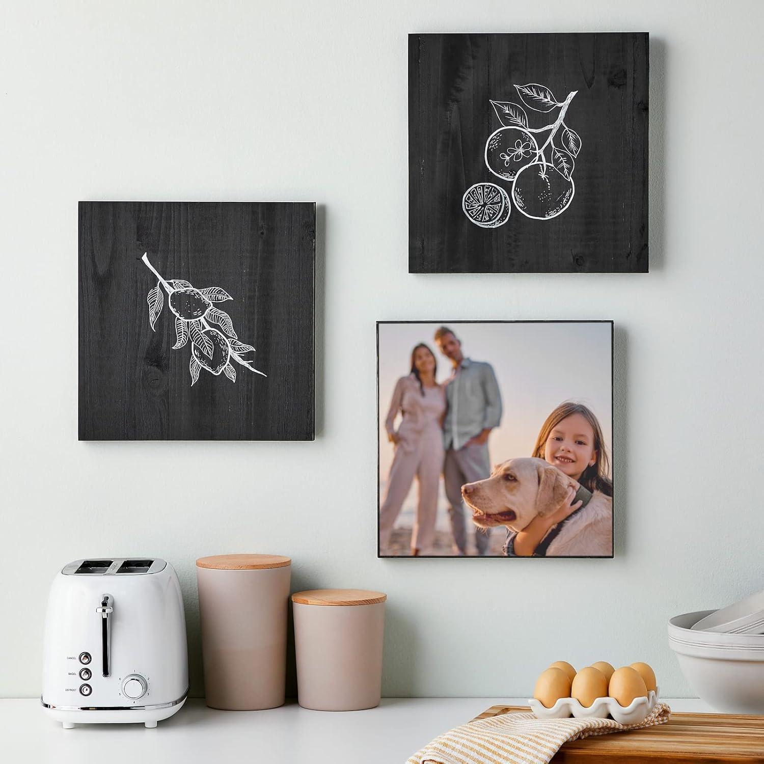 Bright Creations 3 Pack Unfinished Wood Plaque for Crafts with Hardware Included for DIY Signs, Paintings, Black, 12x12 In