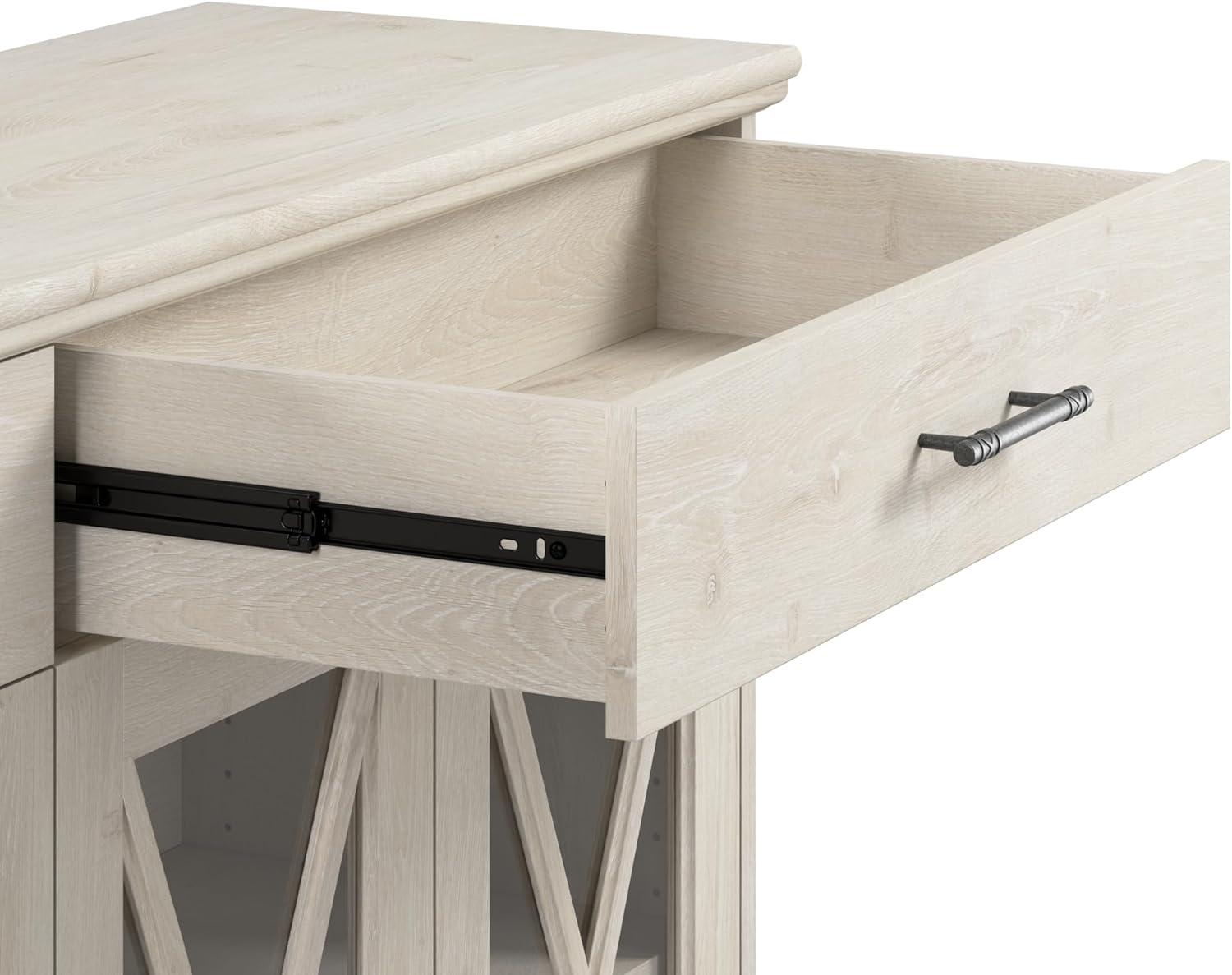 Bush Lennox Engineered Wood Buffet Cabinet with Drawers in Linen White Oak