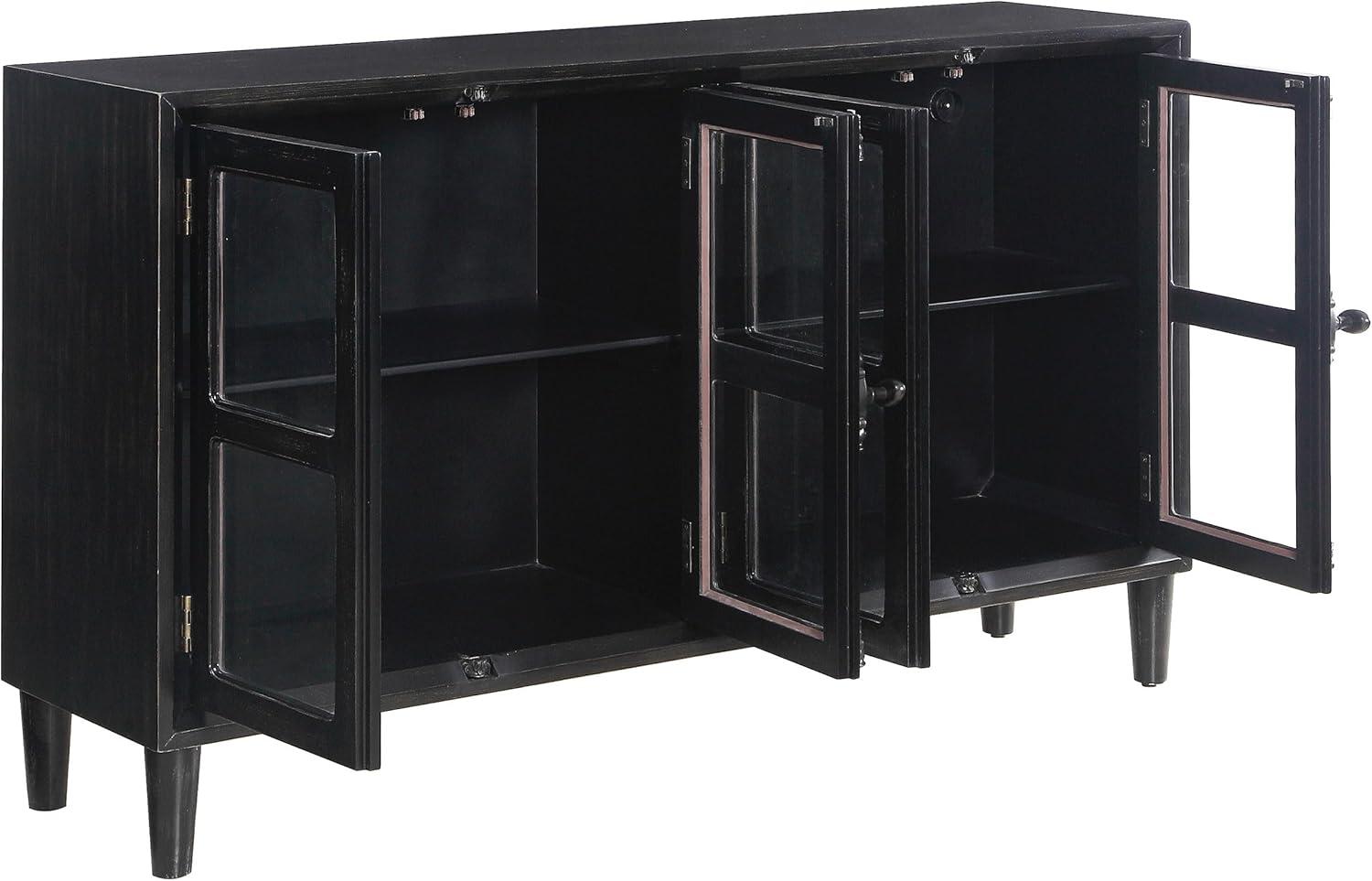 Coaster Mapleton 4 Glass Door Modern Wood Accent Cabinet Black