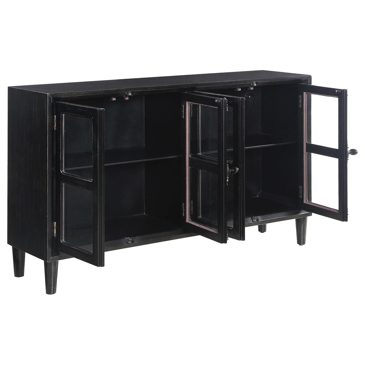 Coaster Mapleton 4 Glass Door Modern Wood Accent Cabinet Black
