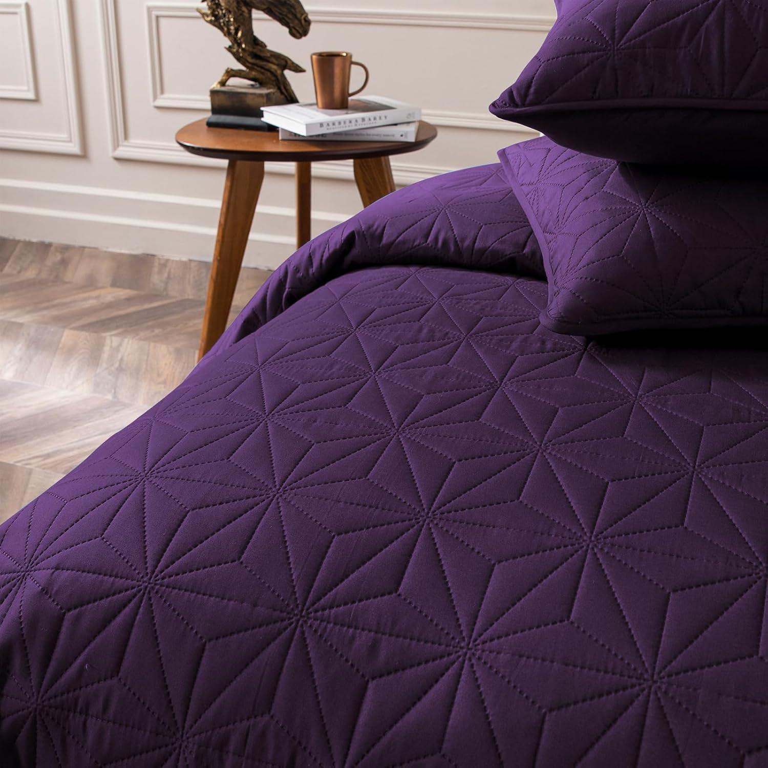 3-Piece King Size Quilt Set Purple - 3 Piece - King