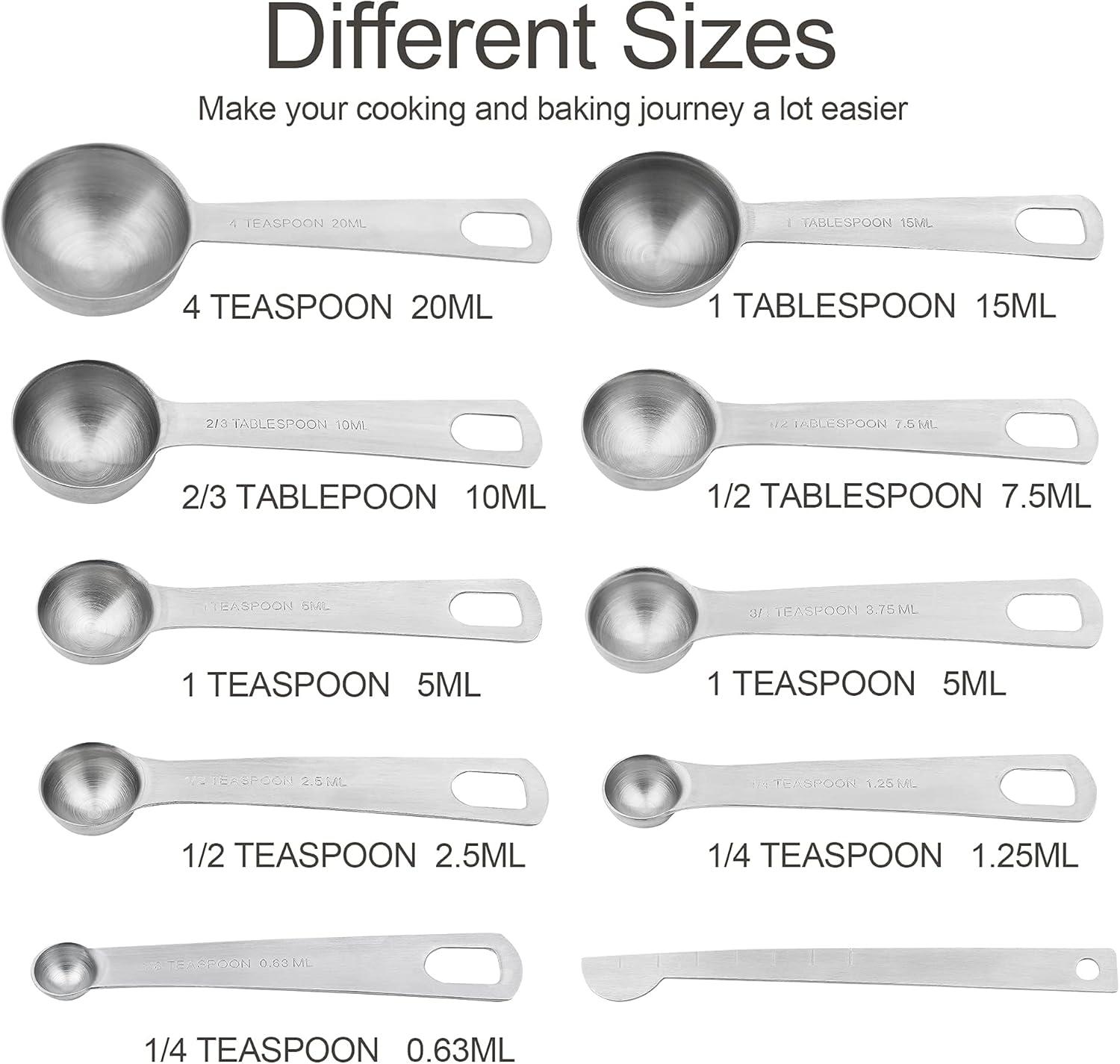 Measuring Cups and Spoons Set, Stainless Steel Measuring Cups Spoons Complete Set of 19pcs Professional Measurer Scoops Ingredients Liquid or Dry Heavy Duty Solid Measurment Cup