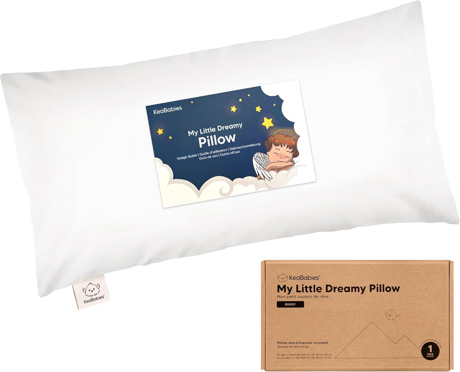 Soft White Ergonomic Toddler Pillow with Pillowcase