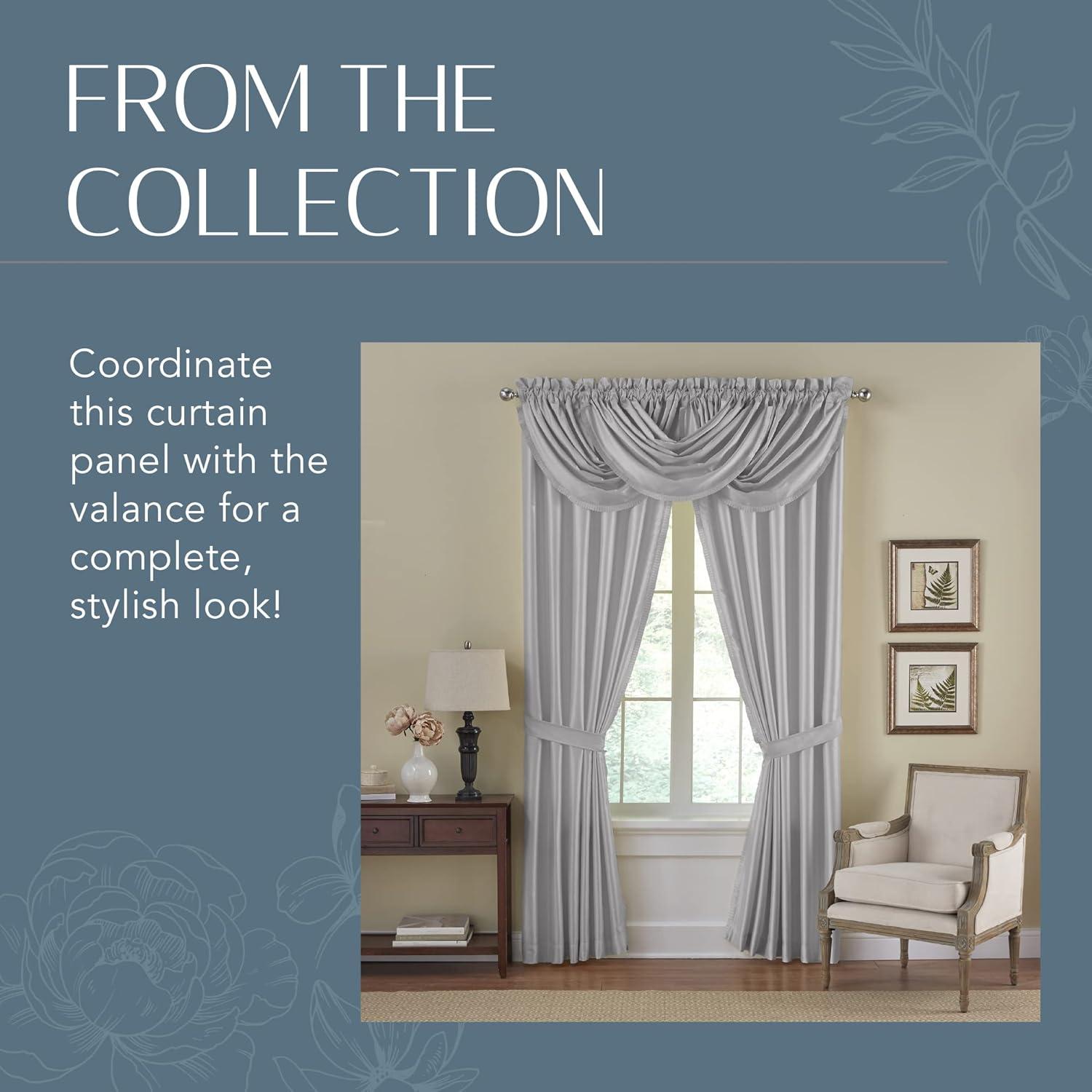 Elrene Versailles Faux Silk Room Darkening Single Window Curtain Panel - Elrene Home Fashions