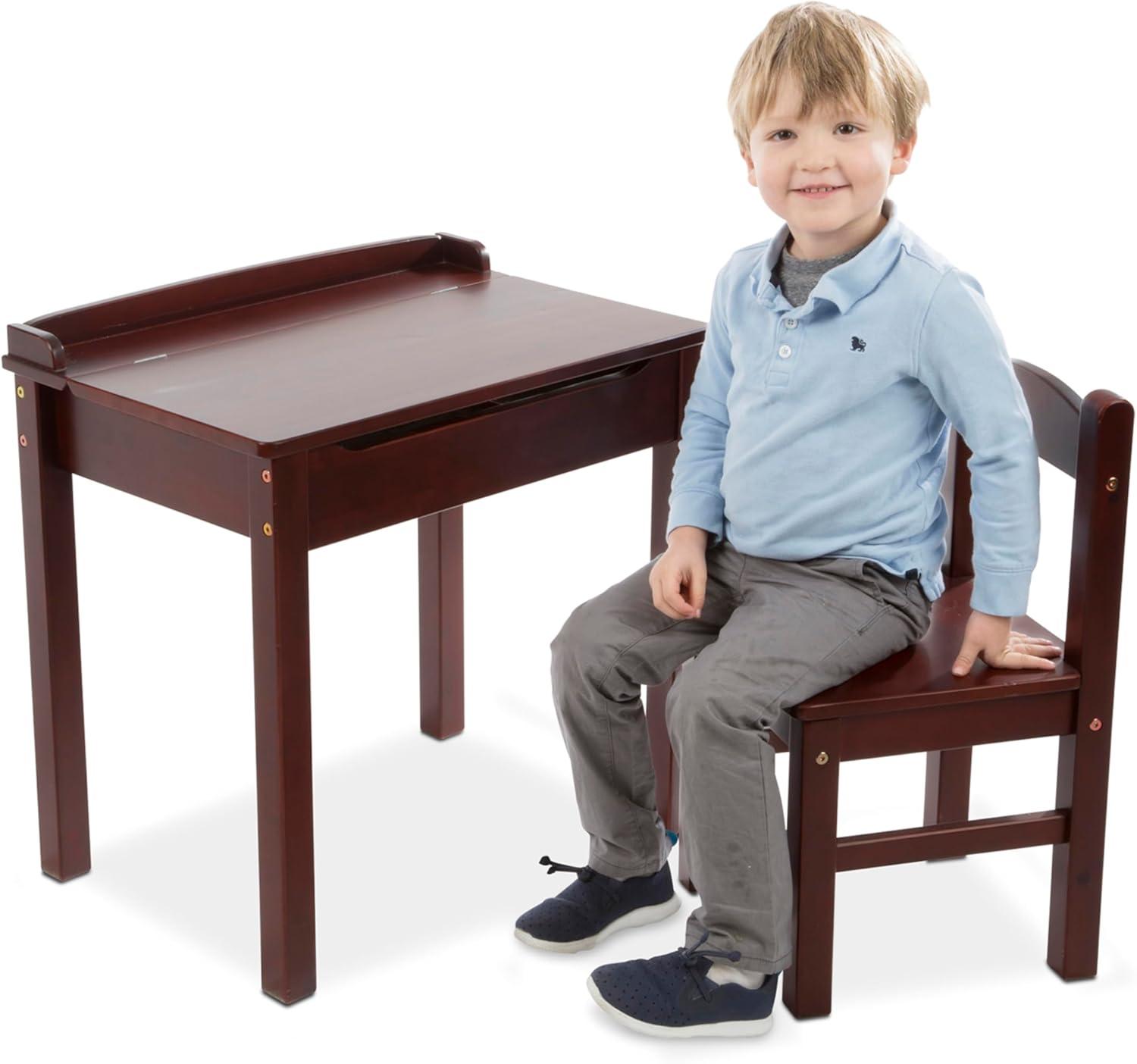 Melissa & Doug Wooden Child's Lift-Top Desk and Chair - Espresso