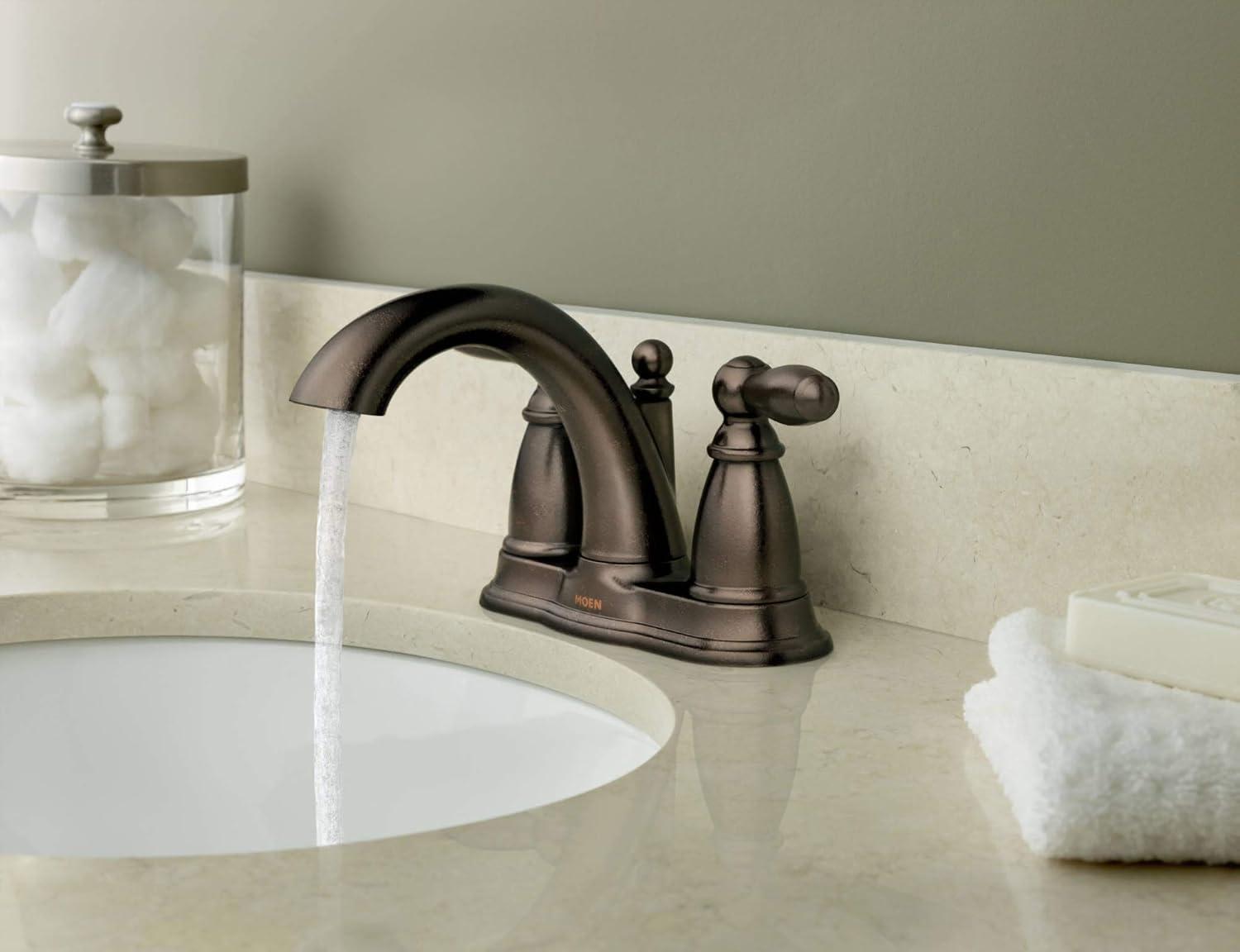 Chrome Two-Handle Centerset Bathroom Faucet with Drain Assembly