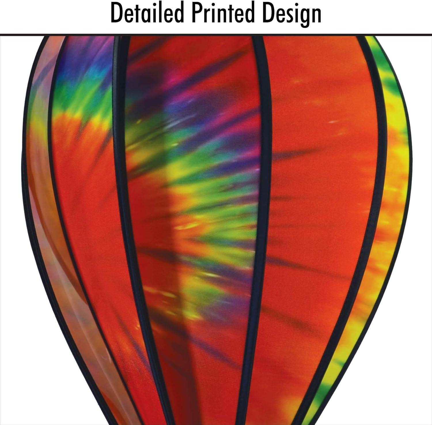 In The Breeze 0994 — Tie Dye Hot Air Balloon Spinner 25" x 14" — Colorful Wind Spinner for Yards and Gardens