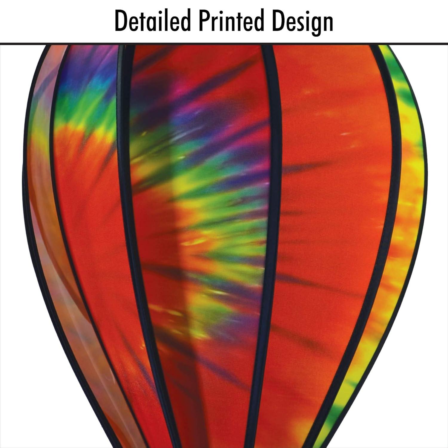 In The Breeze 0994 — Tie Dye Hot Air Balloon Spinner 25" x 14" — Colorful Wind Spinner for Yards and Gardens