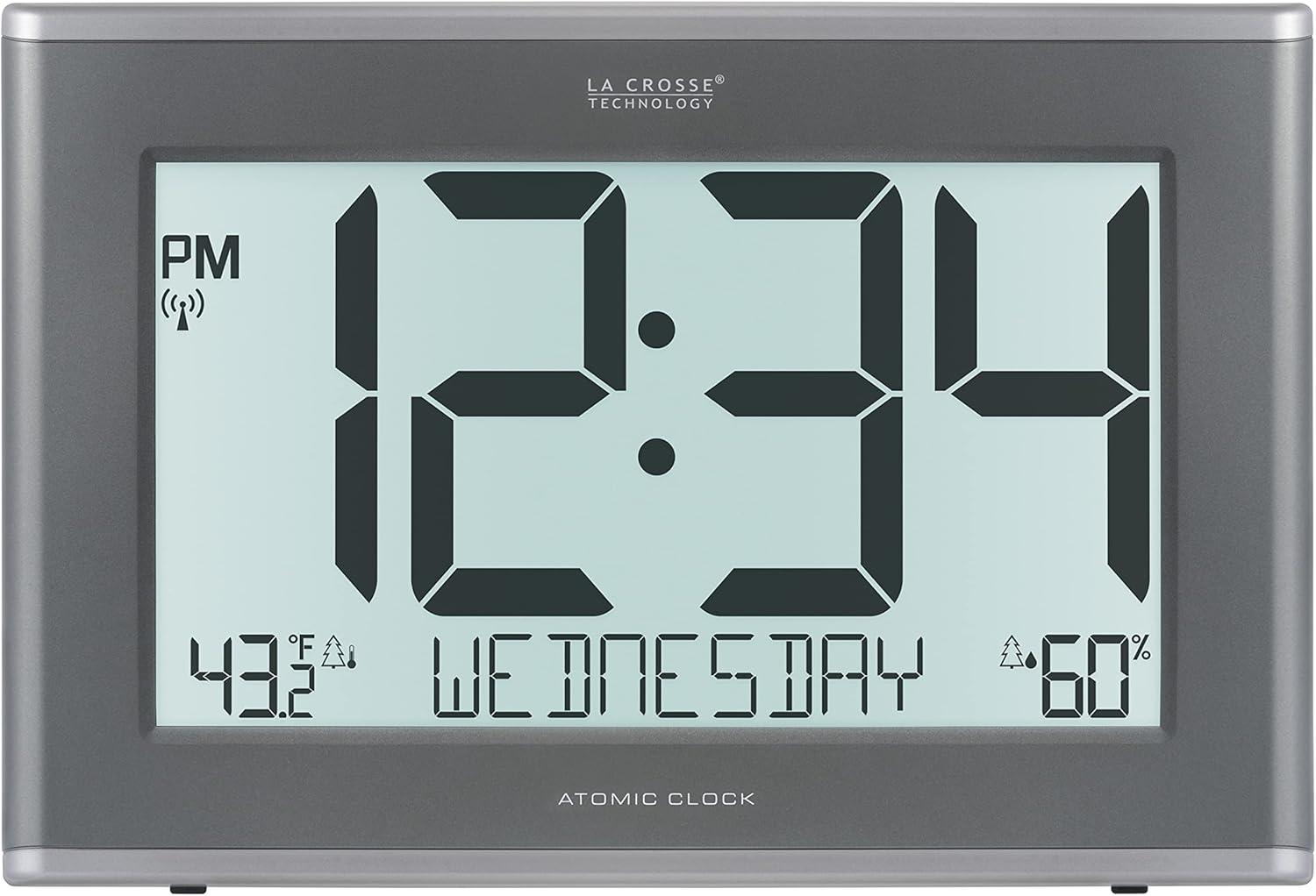 Extra-Large Gray Atomic Digital Wall Clock with Backlight