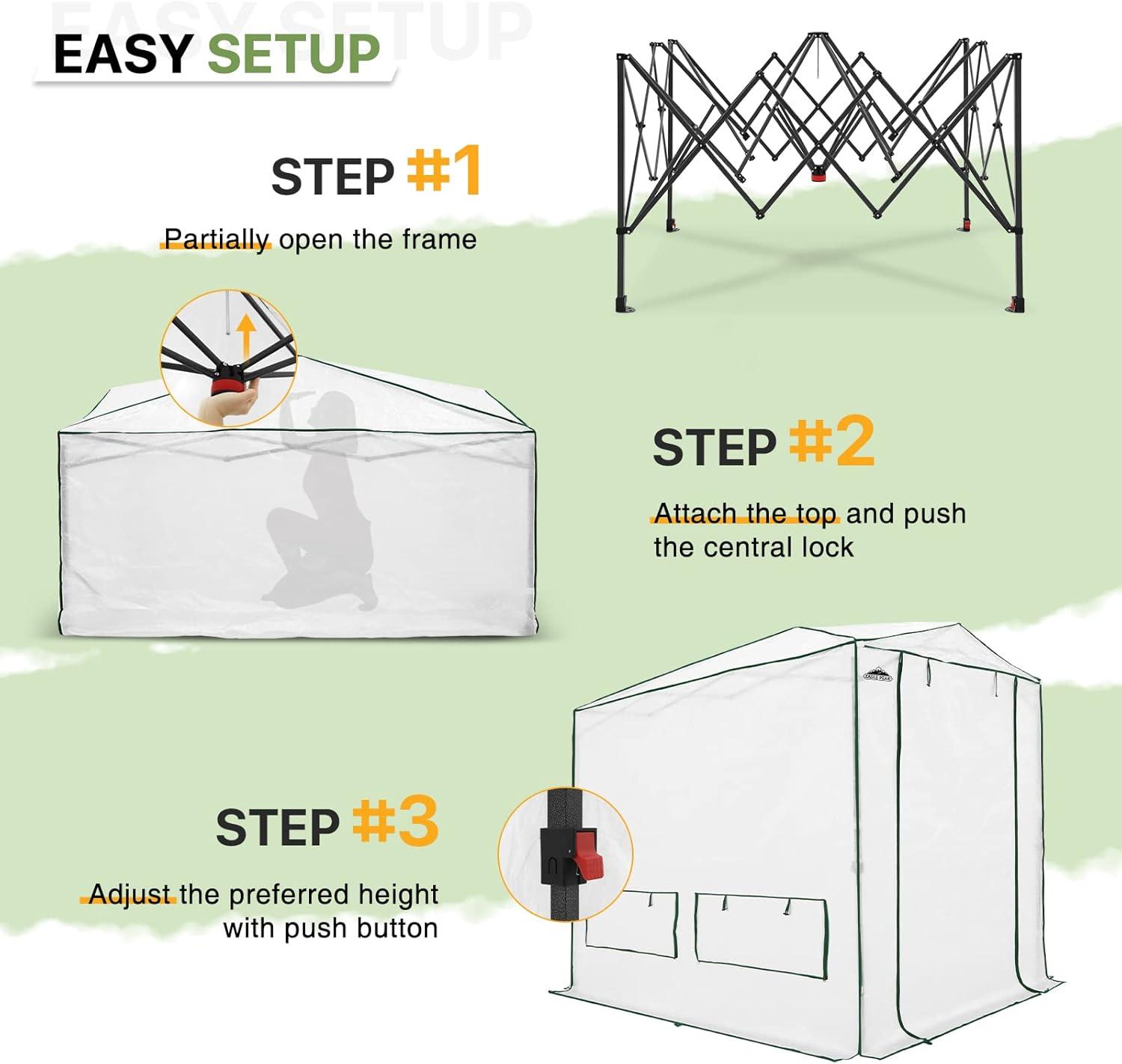 EAGLE PEAK Pop Up Greenhouse 8' W x 12' D Greenhouse