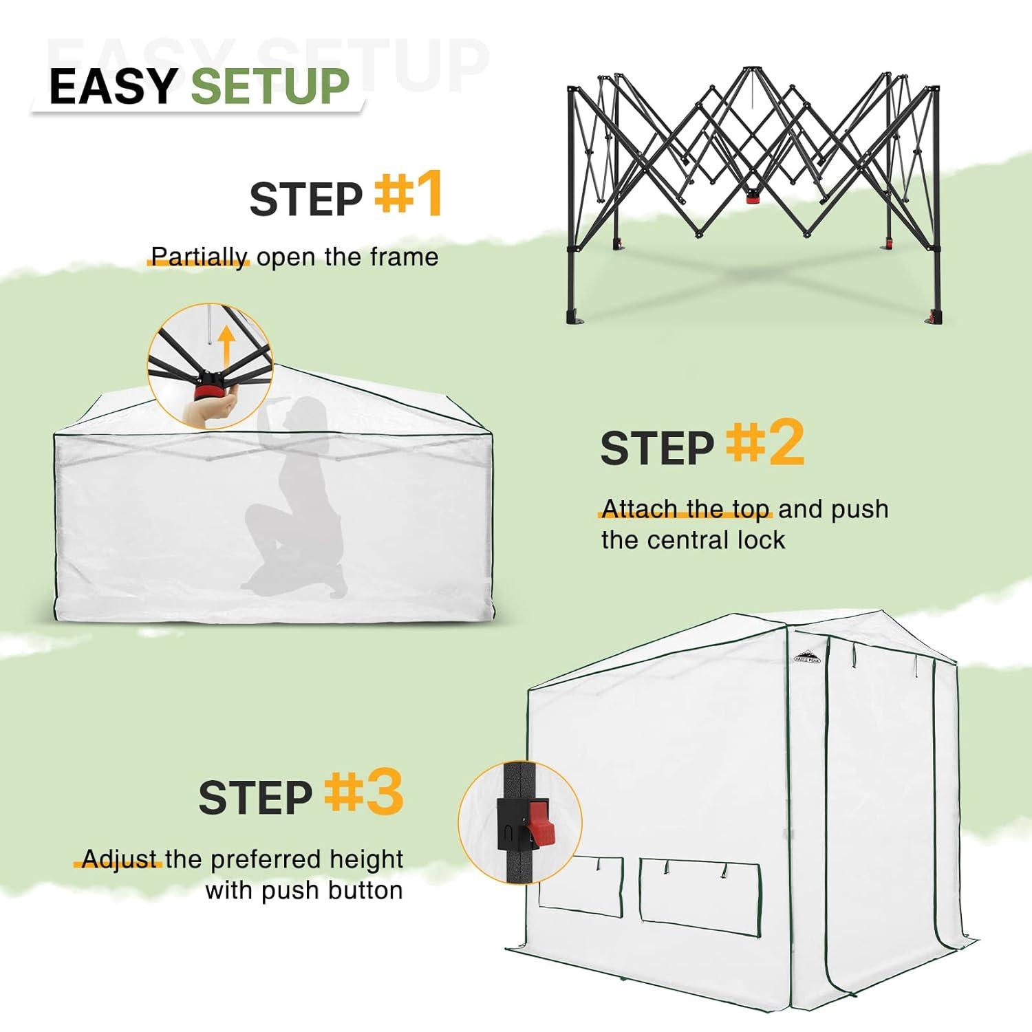 EAGLE PEAK Pop Up Greenhouse 8' W x 12' D Greenhouse