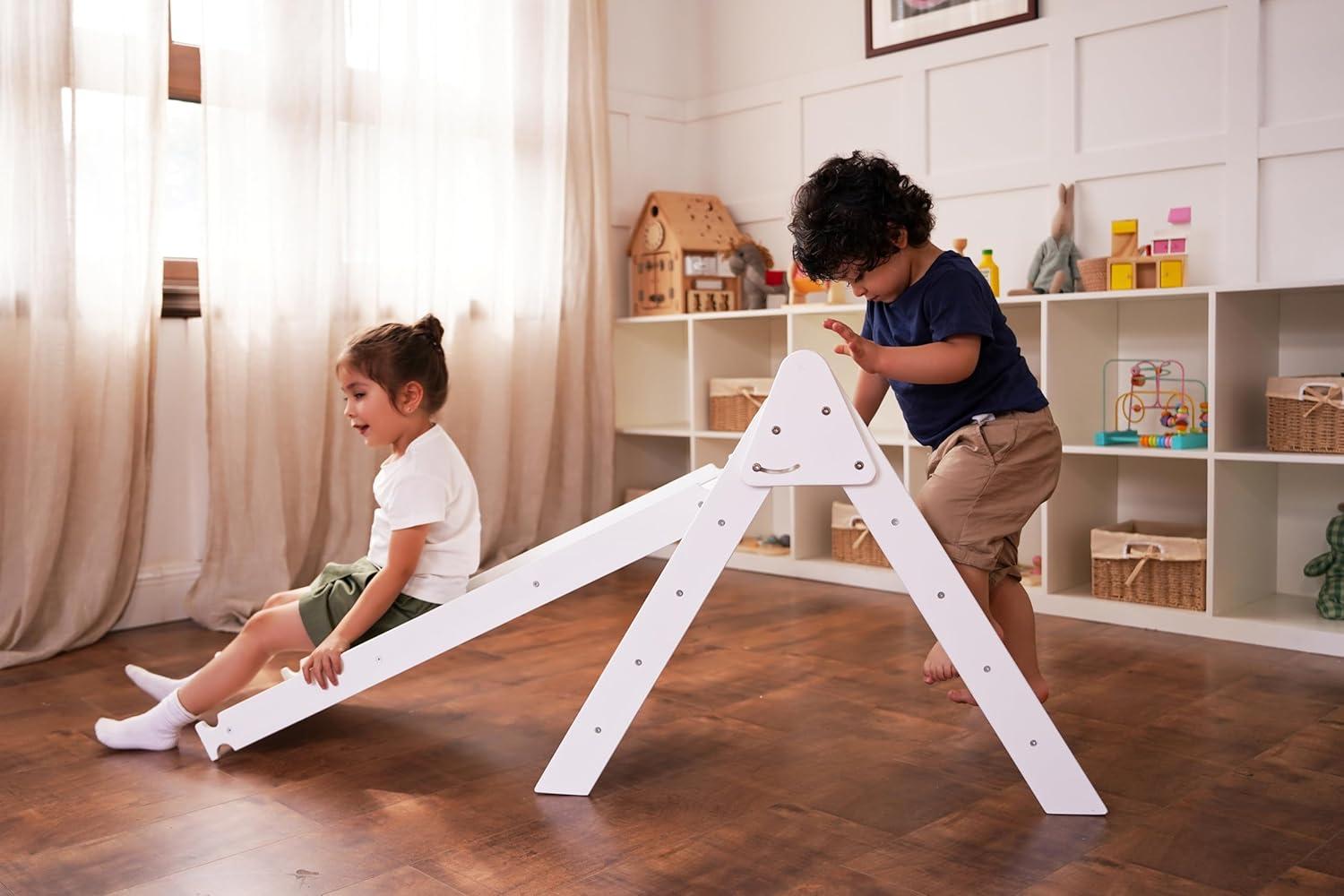 Avenlur Hazel - Pikler Triangle Set with Ladder Slide and Rocker - White