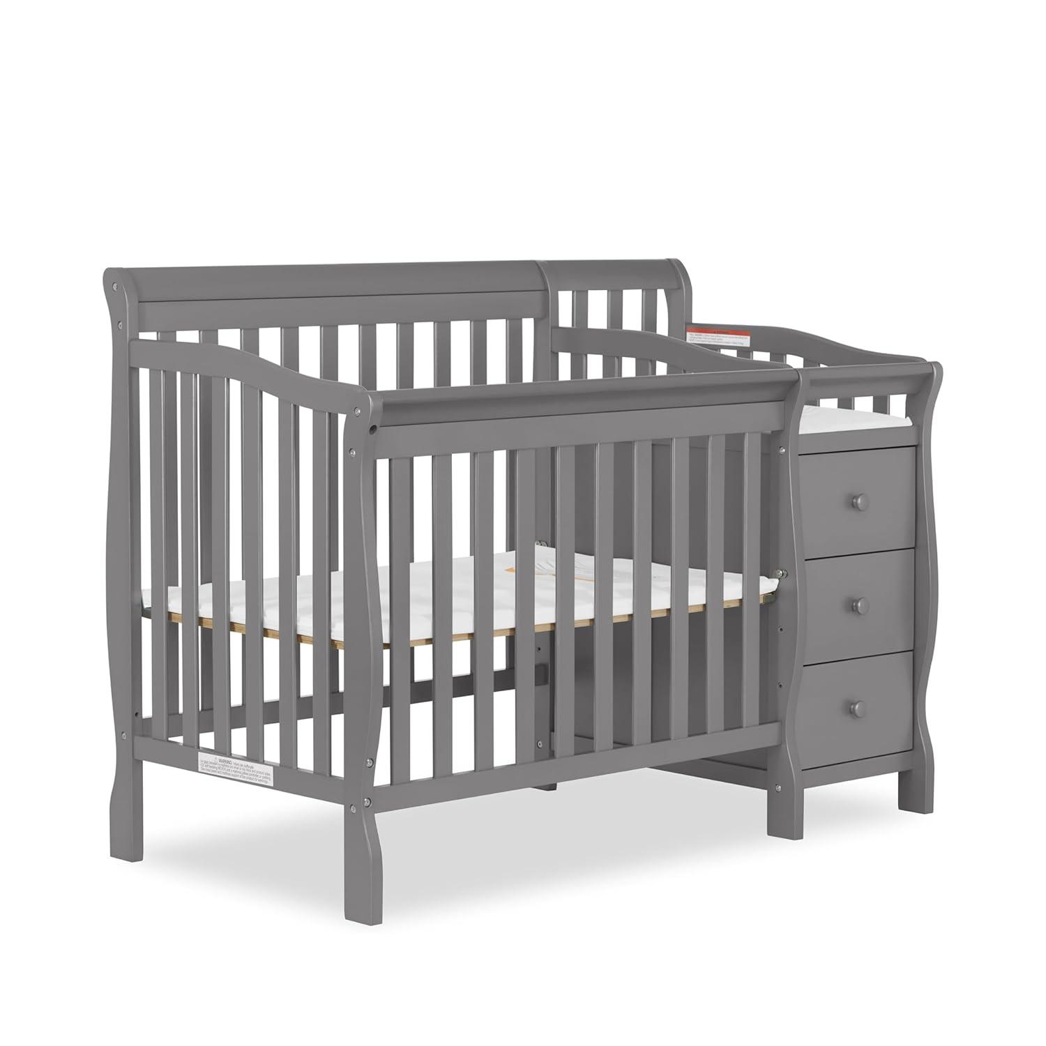 Storm Gray 4-in-1 Mini Convertible Crib with Changer