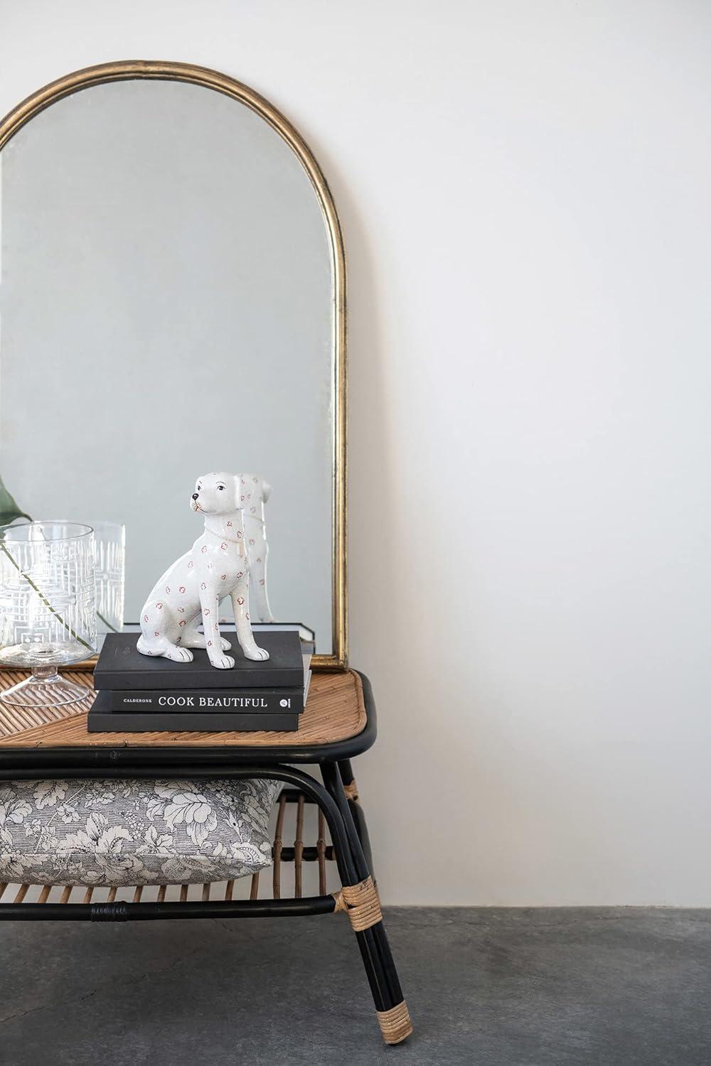 Dakota Fields Arched Metal Framed Wall Mirror with Metal Trim