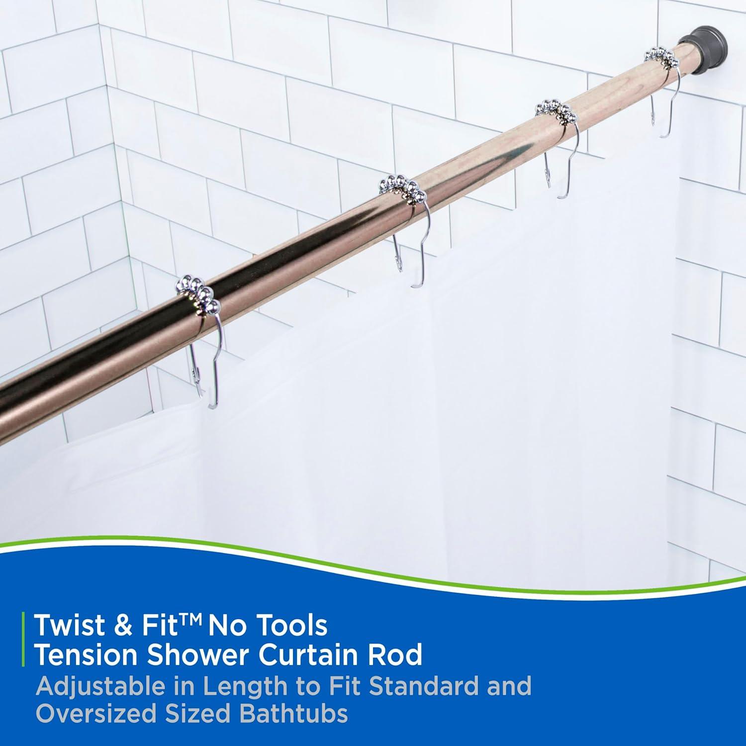 Kenney Twist & Fit Kenney Twist & Fit No Tools Tension Shower Curtain Rod, 42-72"