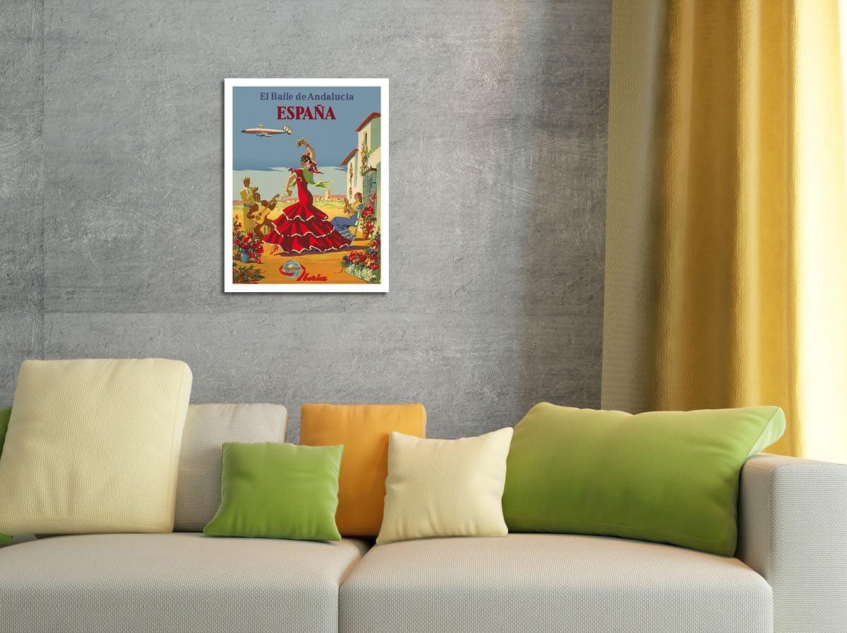 Spain (España) - The Dance of Andalusia (El Baile de Andalucia) - Iberia Air Lines of Spain - Vintage Airline Travel Poster c.1950s - Master Art Print (Unframed) 9in x 12in