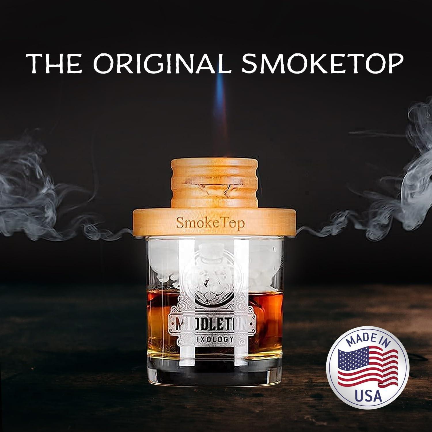 SmokeTop Cocktail Smoker Kit with 4 Flavors Wood Chips - Cocktail Smoker Kit & Chips for Old Fashioned Cocktails, Whiskey, & Bourbon (Cherry, Hickory, Maple & Oak)