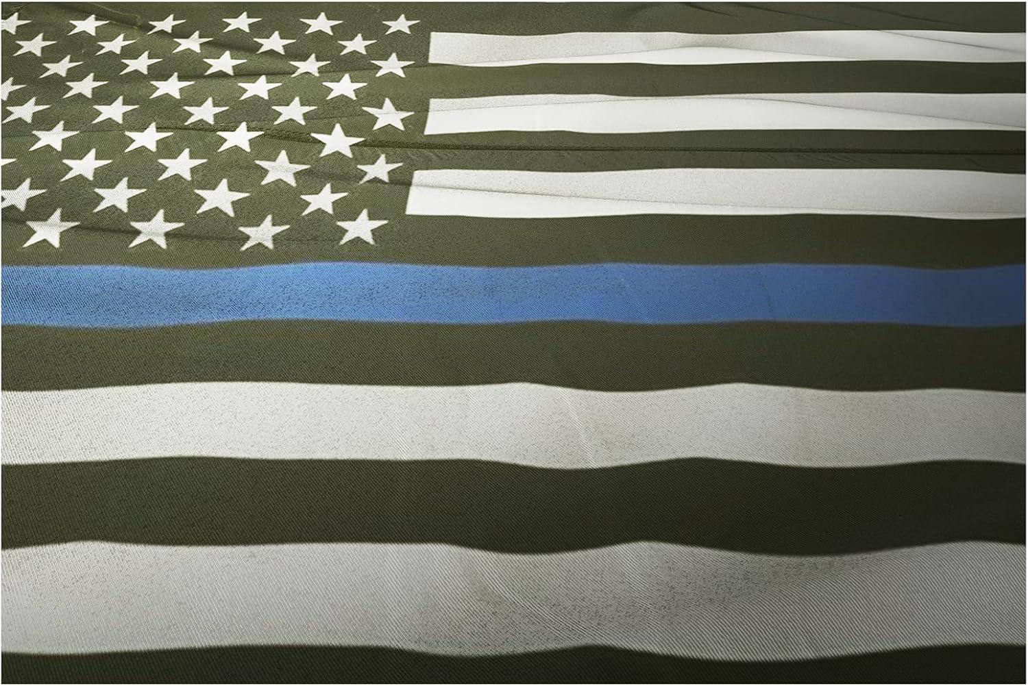 Thin Blue Line Flag United States Policeman Banner Polyester 3x5 Foot Flags Vivid Color and UV Fade Resistant Flag Outdoor Banner