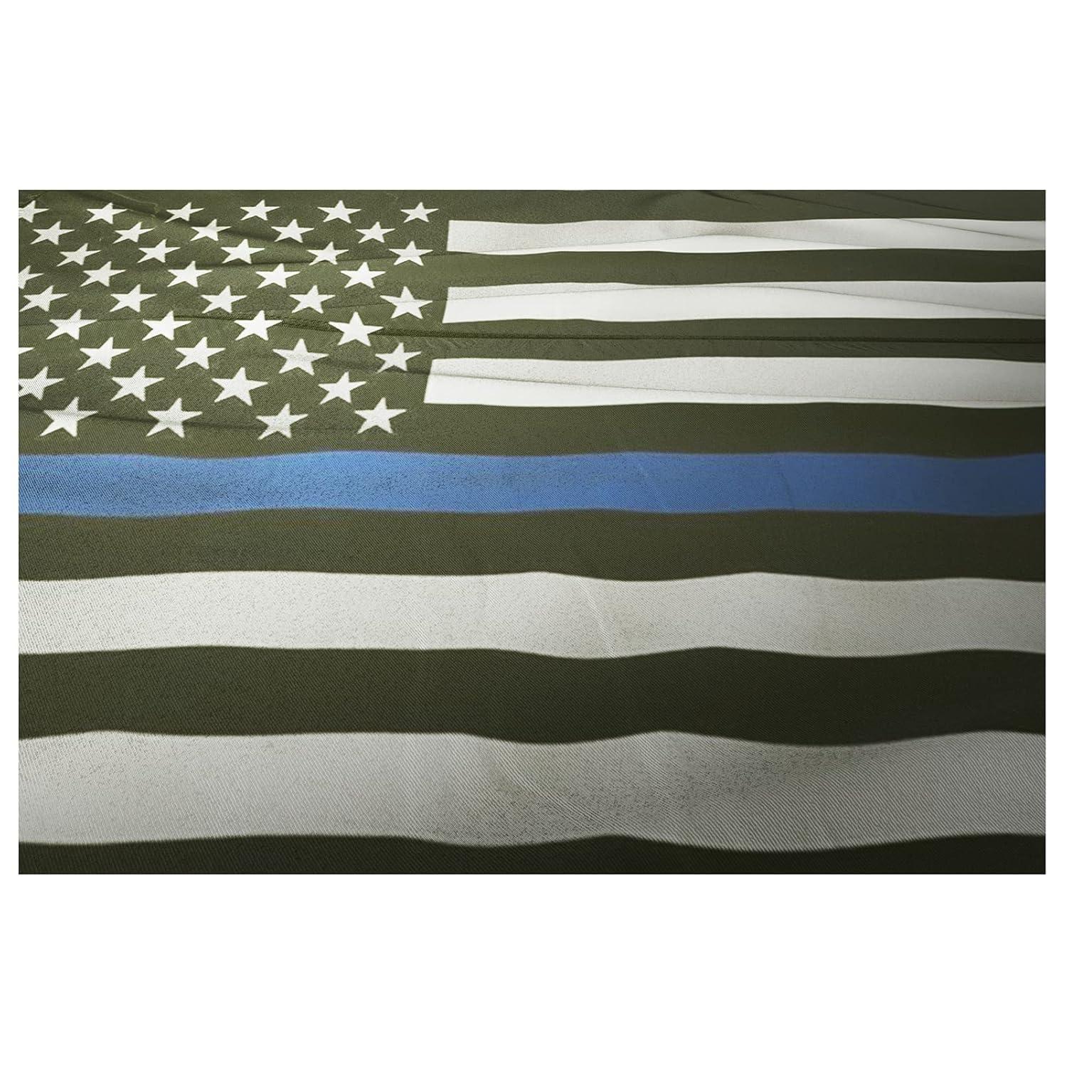 Thin Blue Line Flag United States Policeman Banner Polyester 3x5 Foot Flags Vivid Color and UV Fade Resistant Flag Outdoor Banner