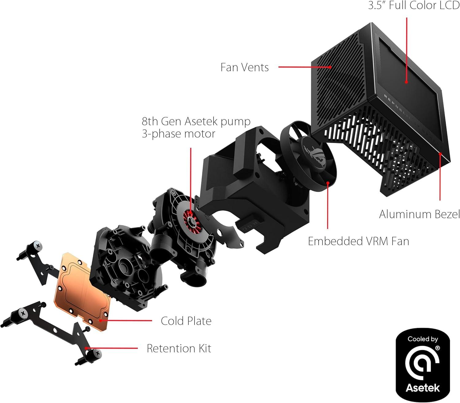 Black 360mm Liquid CPU Cooler with LCD and Noctua Fans