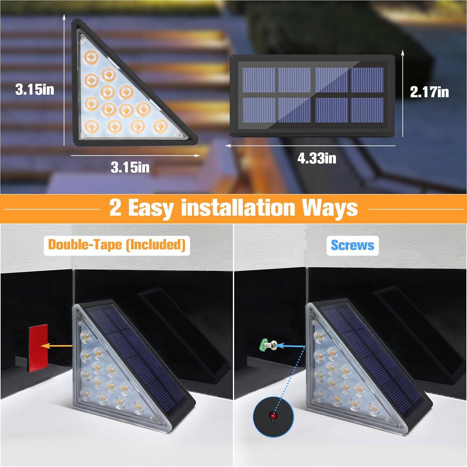 Black Solar LED Stair Lights Multipack with ABS Housing