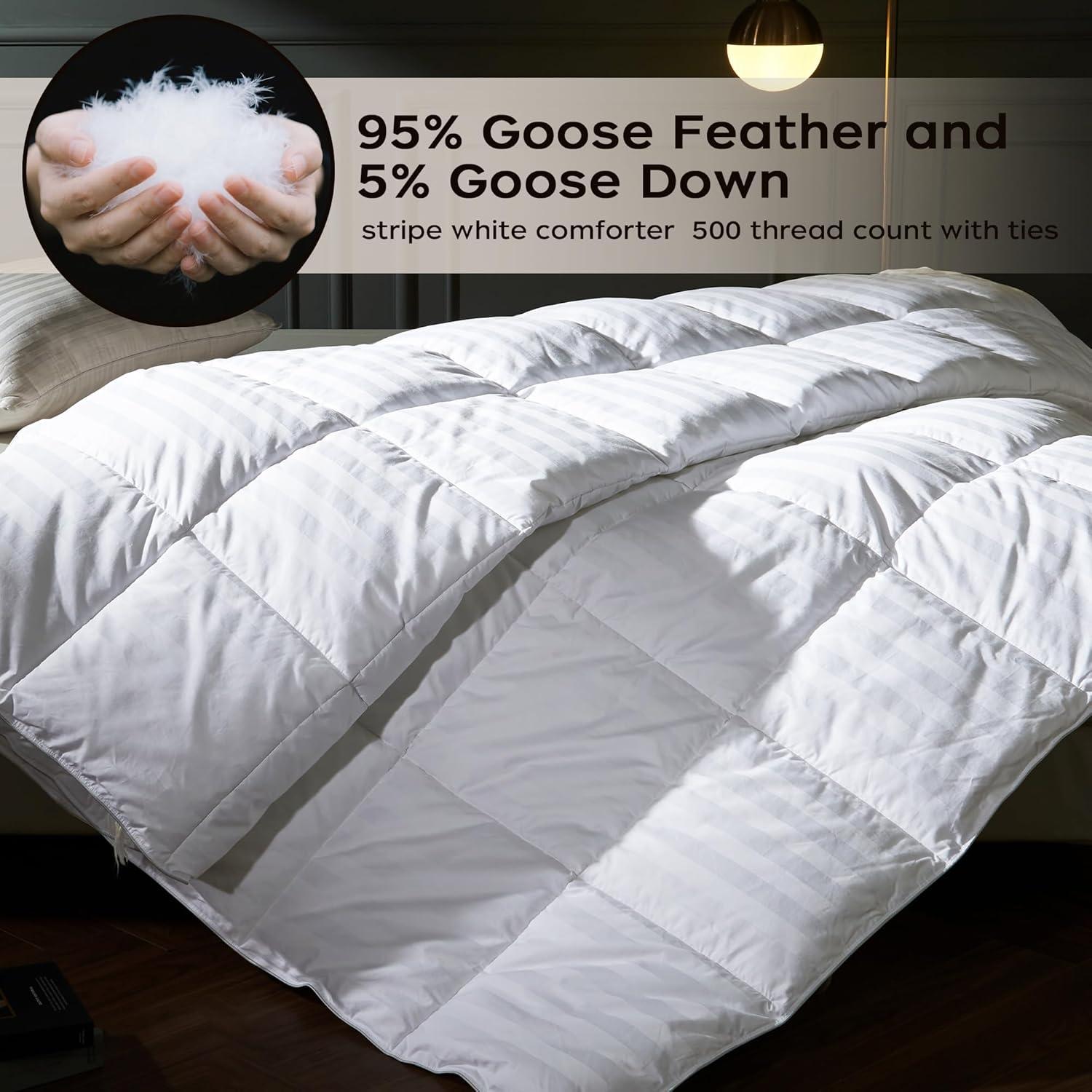 Peace Nest 600 Fill Power Goose Down and Feather All Season Comforter Duvet Insert