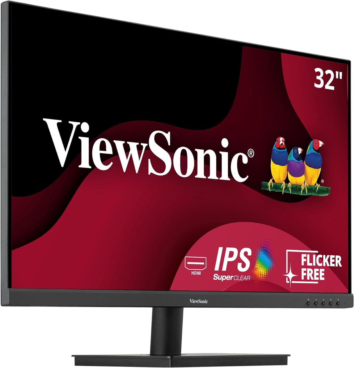 ViewSonic VA3209M 32 Inch IPS Full HD 1080p Monitor with Frameless Design, 75 Hz, Dual Speakers, HDMI, and VGA Inputs for Home and Office.