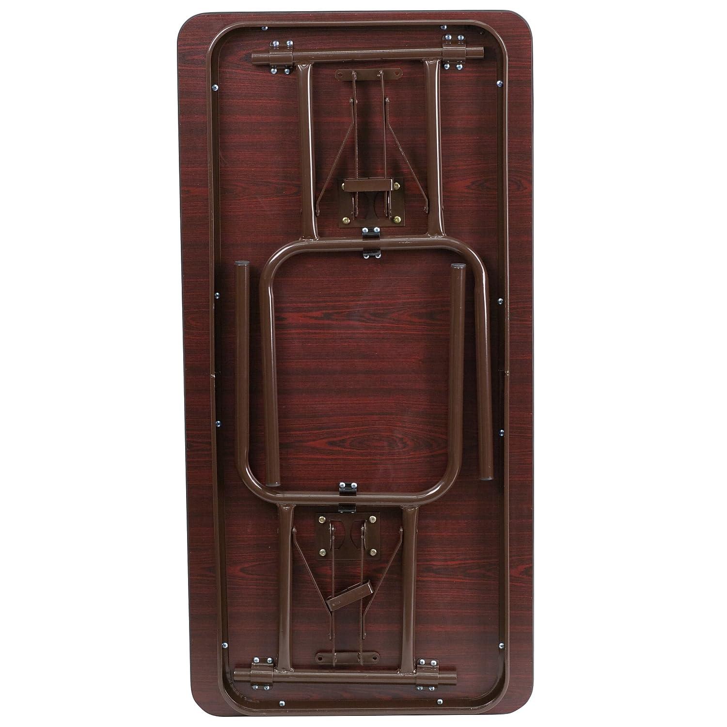 Flash Furniture Wofford 24" x 48" Rectangular Mahogany Melamine Laminate Folding Banquet Table