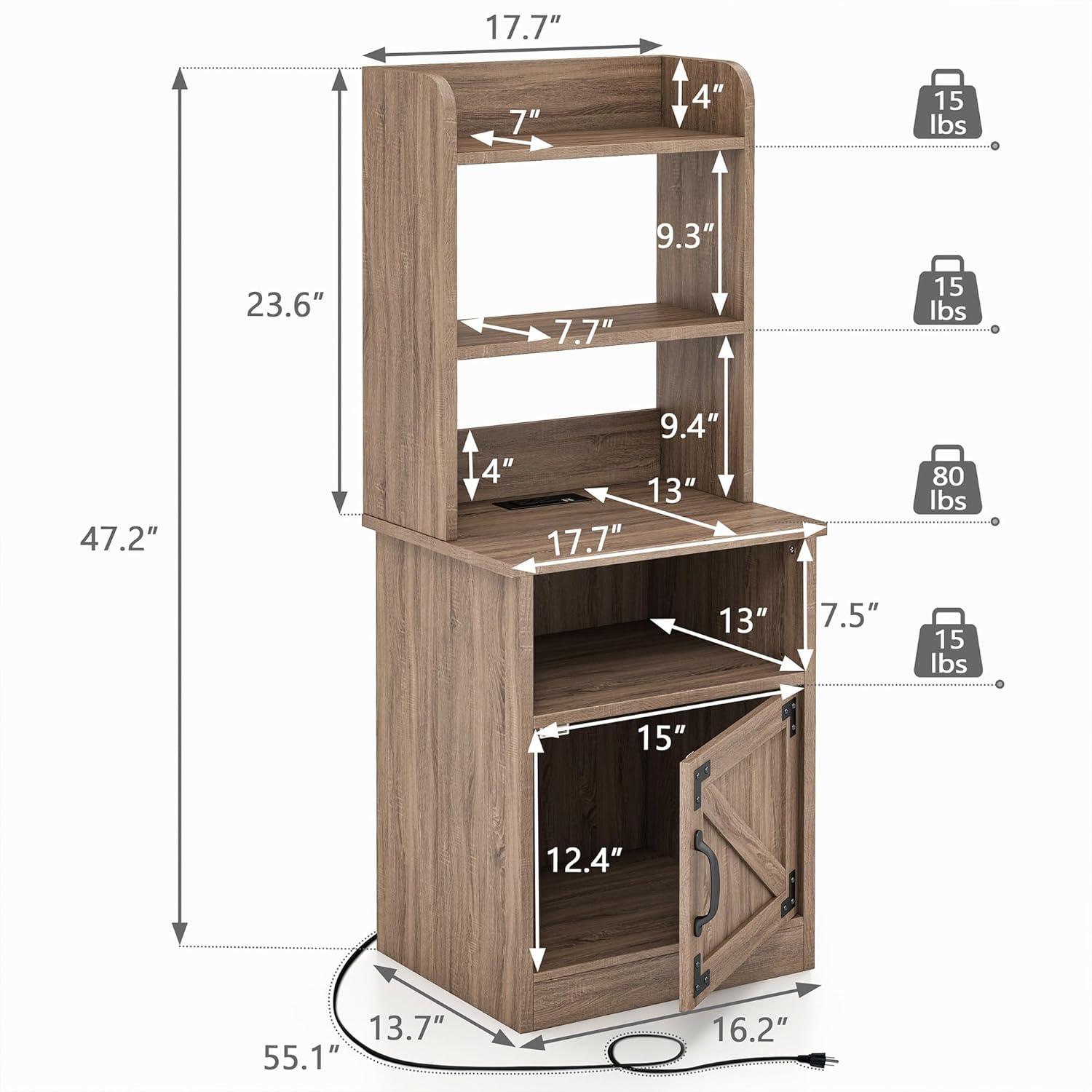 Tolead 47" Nightstand with Bookshelf with Charging Station