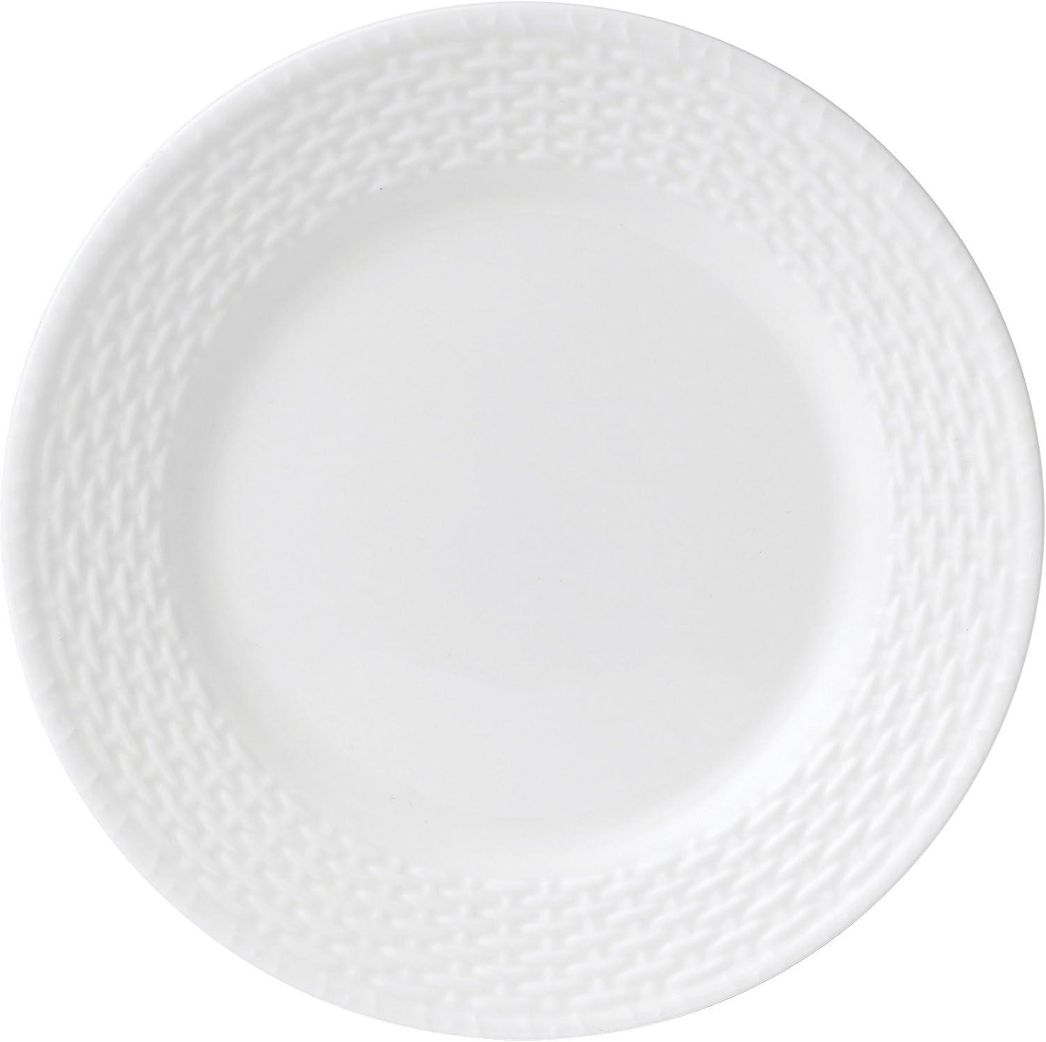 White Porcelain Textured Round Salad Plate Set