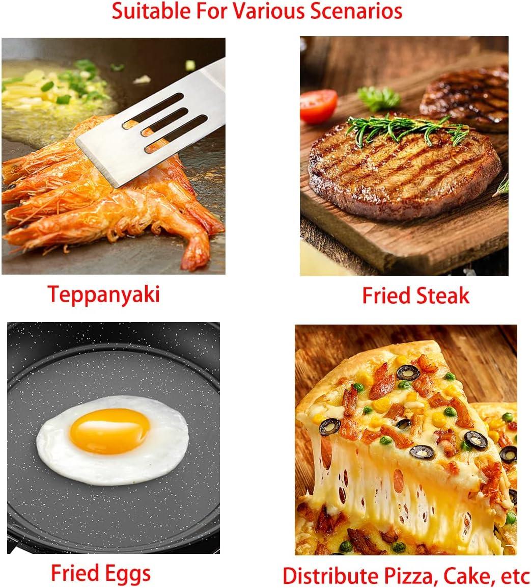 2 Pieces Small Spatula Set, Stainless Steel Mini Serving Spatula for Kitchen Use, Flipping or Cooking for Brownie, Cookie, Lasagna, Pancakes & Cake(Black+Silver)